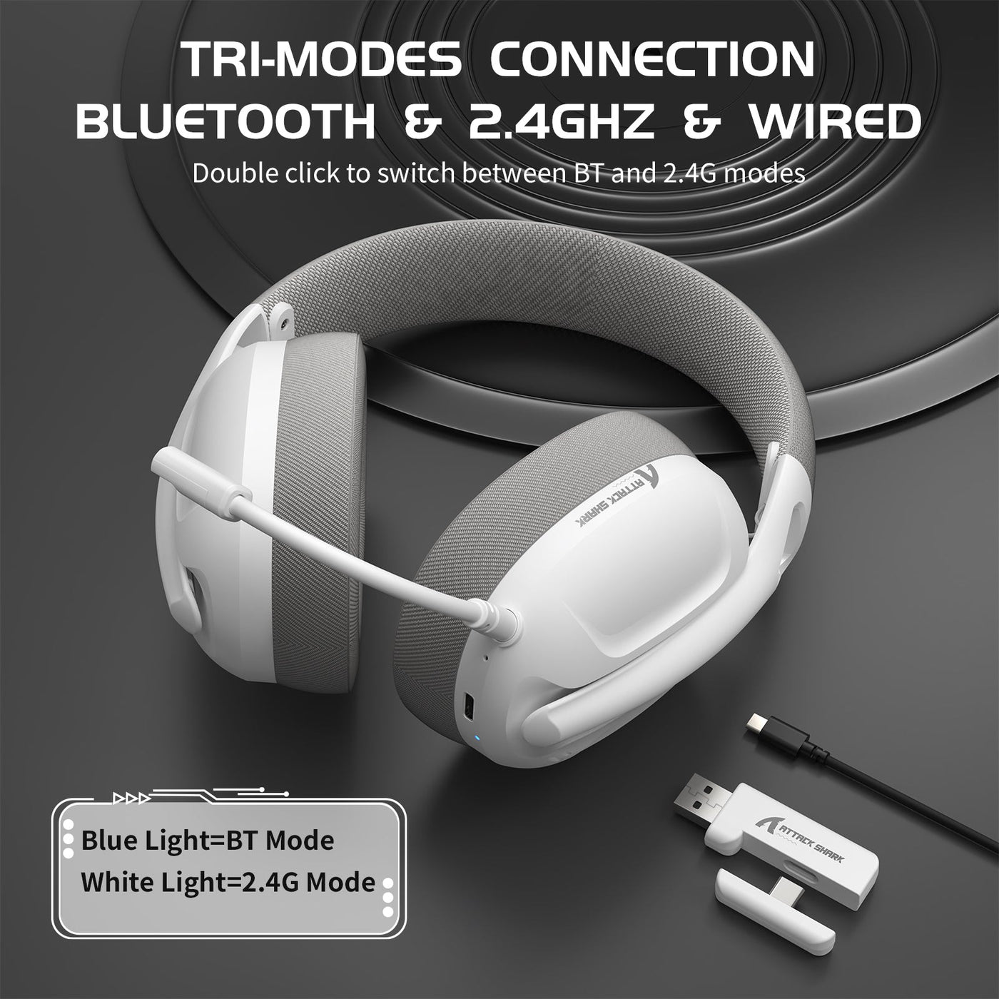 The headset and USB receiver illustrate the wireless connection options discussed in this guide.
