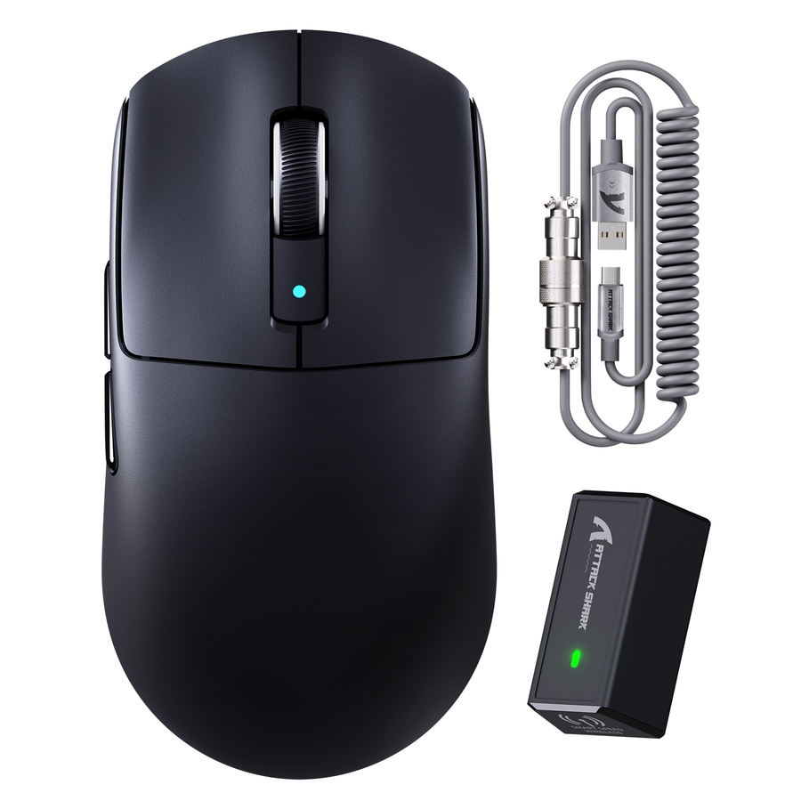 ATTACK SHARK R6 LIGHTSPEED wireless gaming mouse with C06 coiled cable