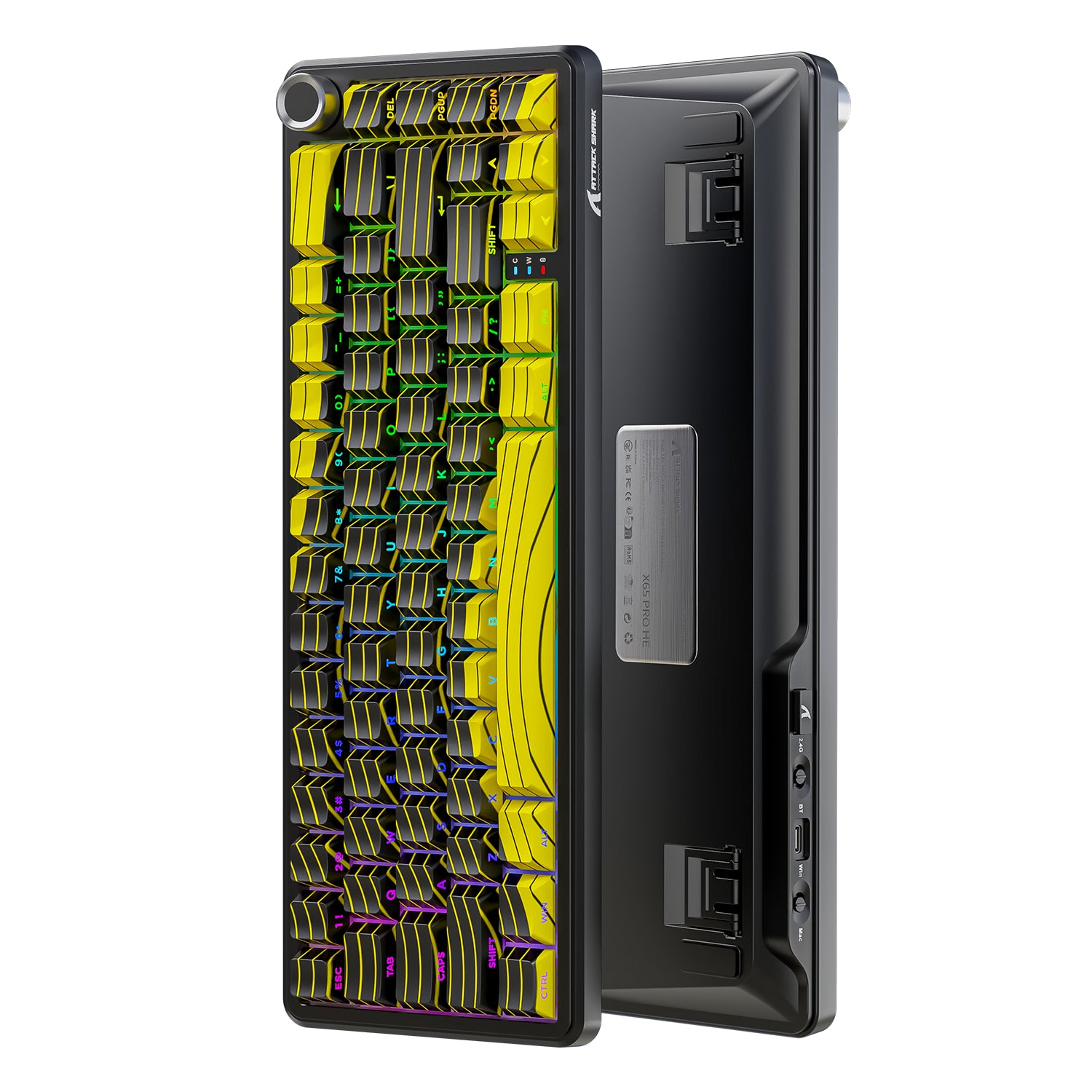 ATTACK SHARK X65PRO HE keyboard with yellow contour and RGB