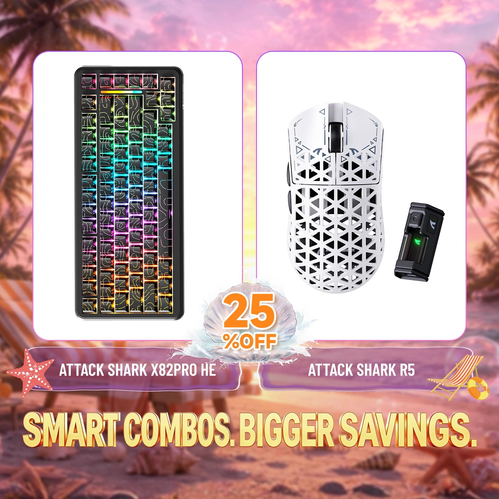 ATTACK SHARK X82PRO HE Rapid Trigger Keyboard + R5 Carbon Fiber Wireless Gaming Mouse Bundle