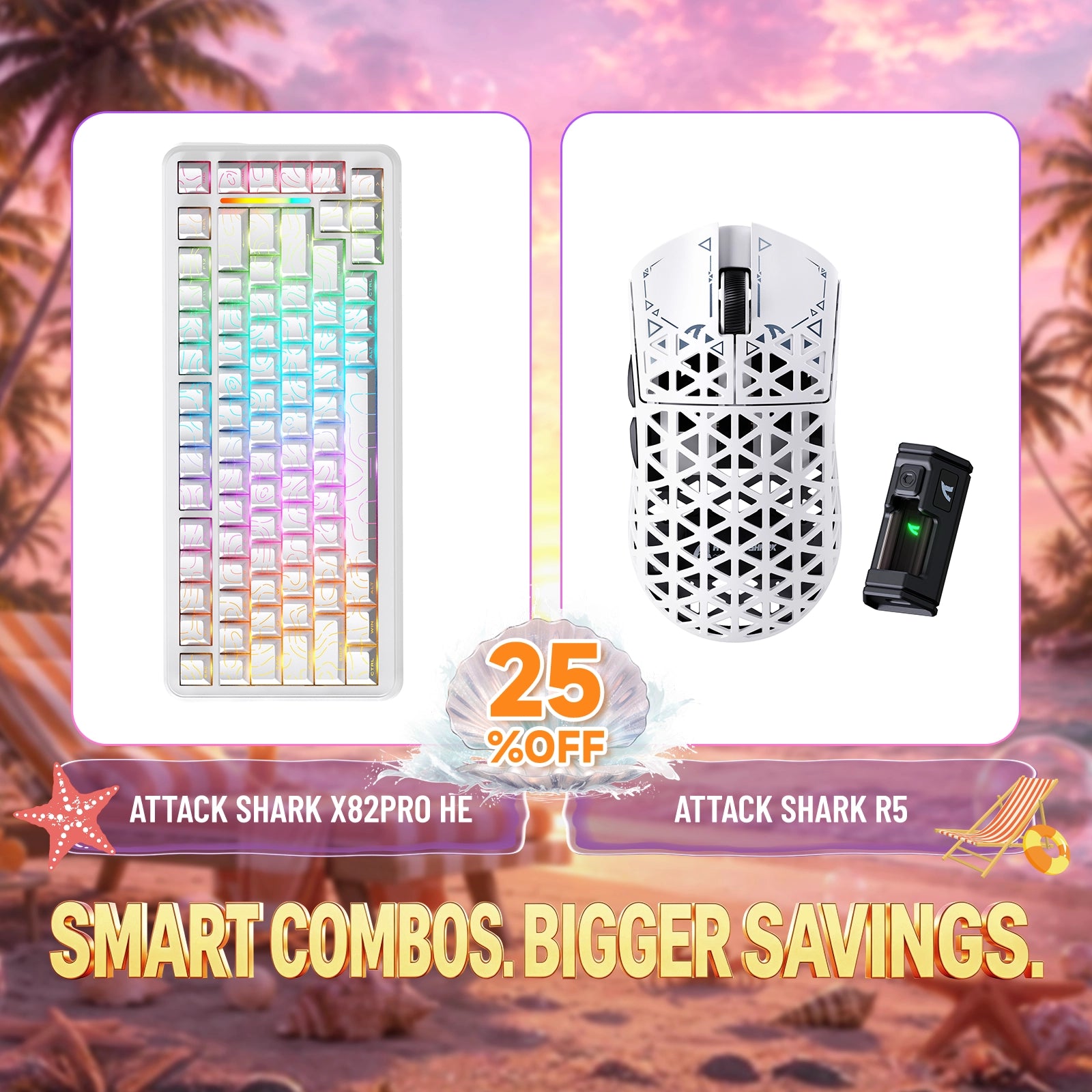 ATTACK SHARK X82PRO HE Rapid Trigger Keyboard + R5 Carbon Fiber Wireless Gaming Mouse Bundle