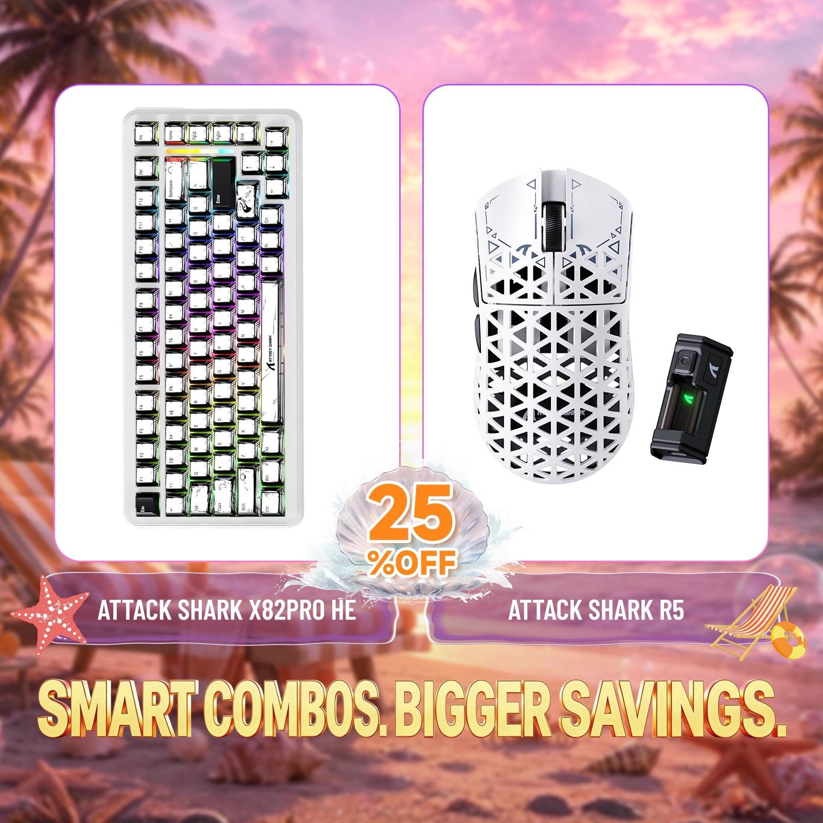ATTACK SHARK X82PRO HE Rapid Trigger Keyboard + R5 Carbon Fiber Wireless Gaming Mouse Bundle