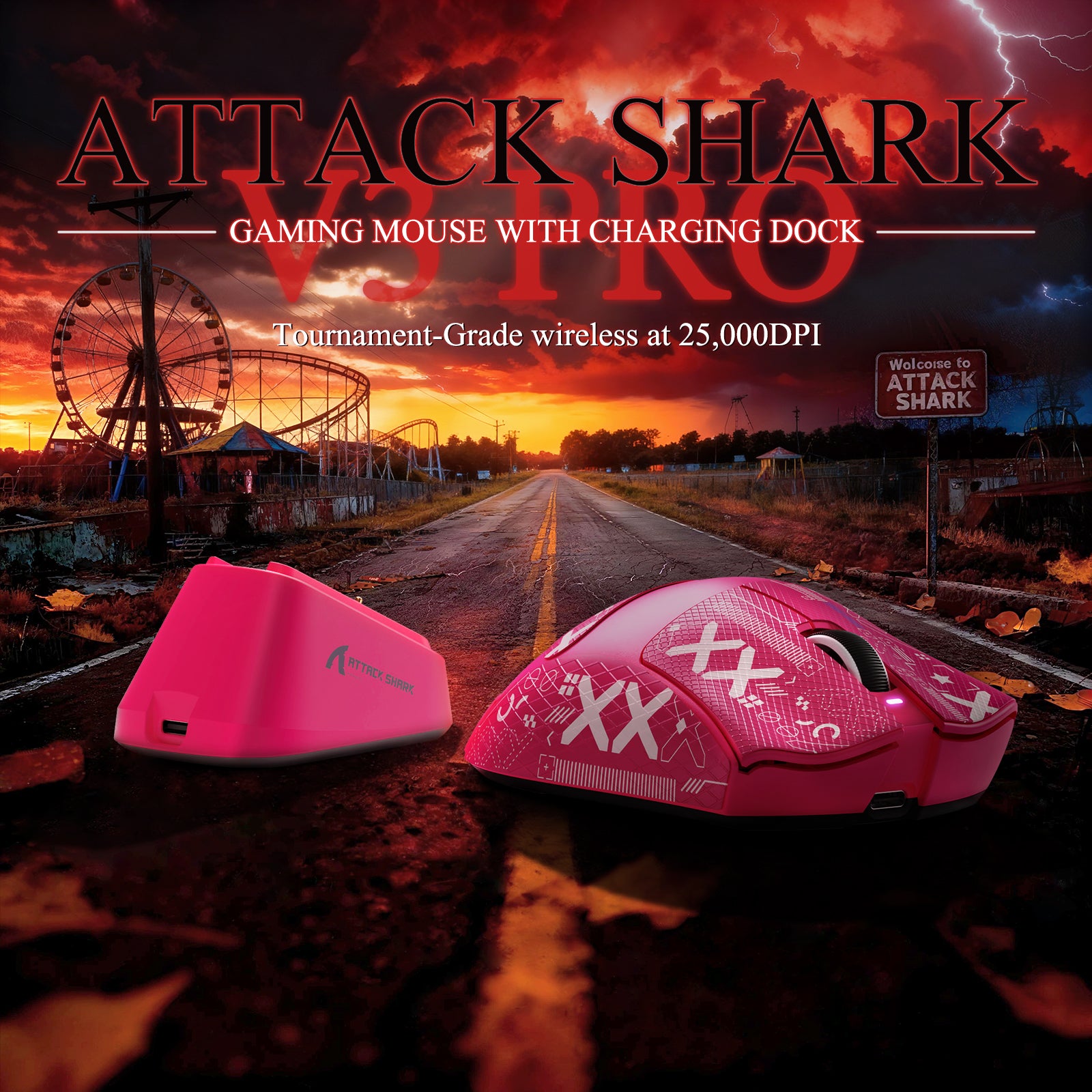 ATTACK SHARK V3PRO Ultra-Light Tri-Mode Gaming Mouse with Charging Dock