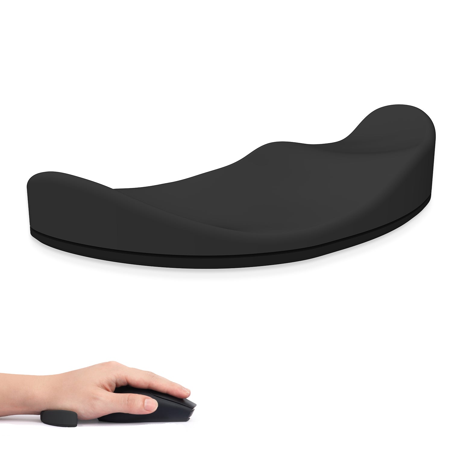ATTACK SHARK black silicone mouse wrist rest supporting hand with mouse for ergonomic comfort and strain reduction