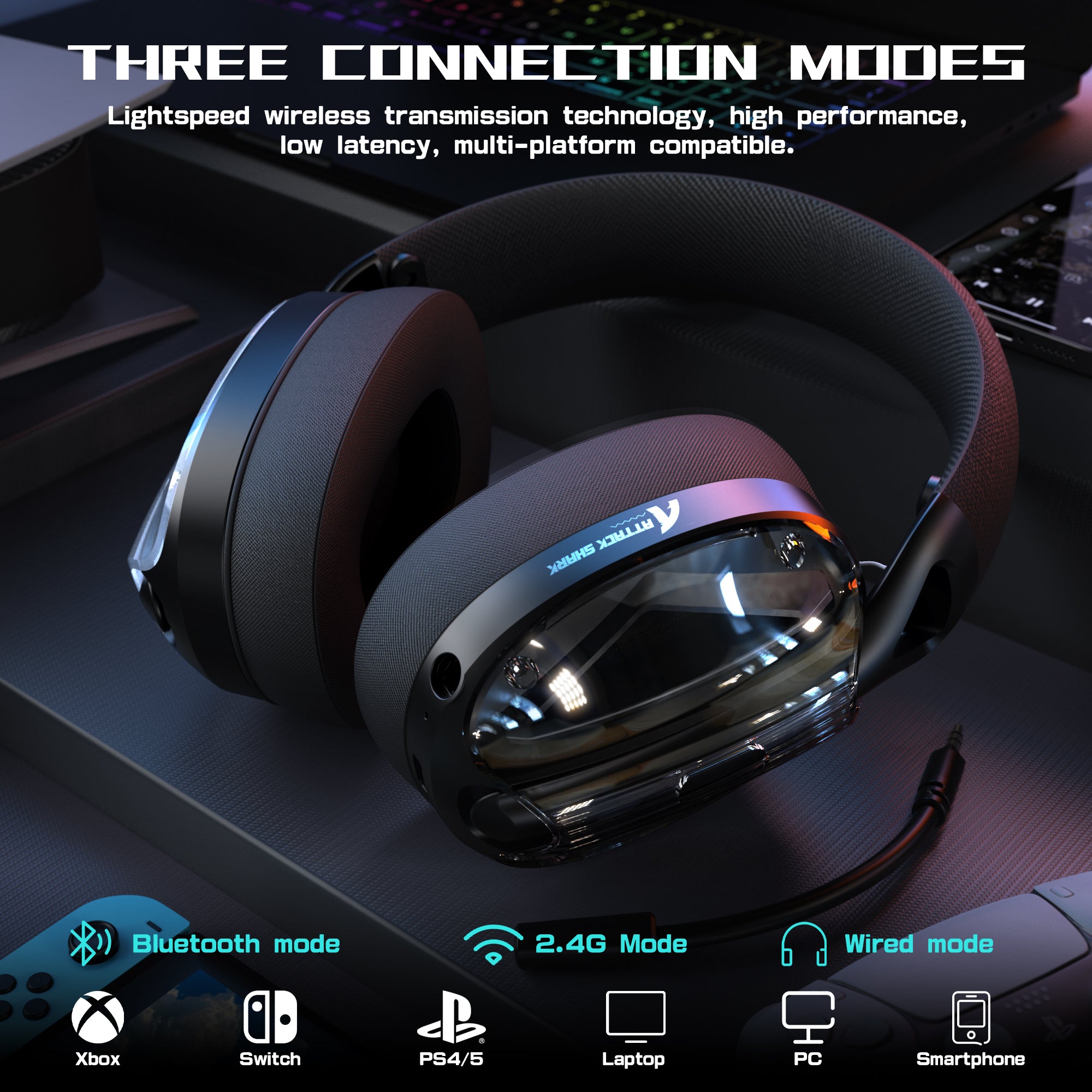 ATTACK SHARK L60 Ultra-Light Tri-Mode Gaming Headset