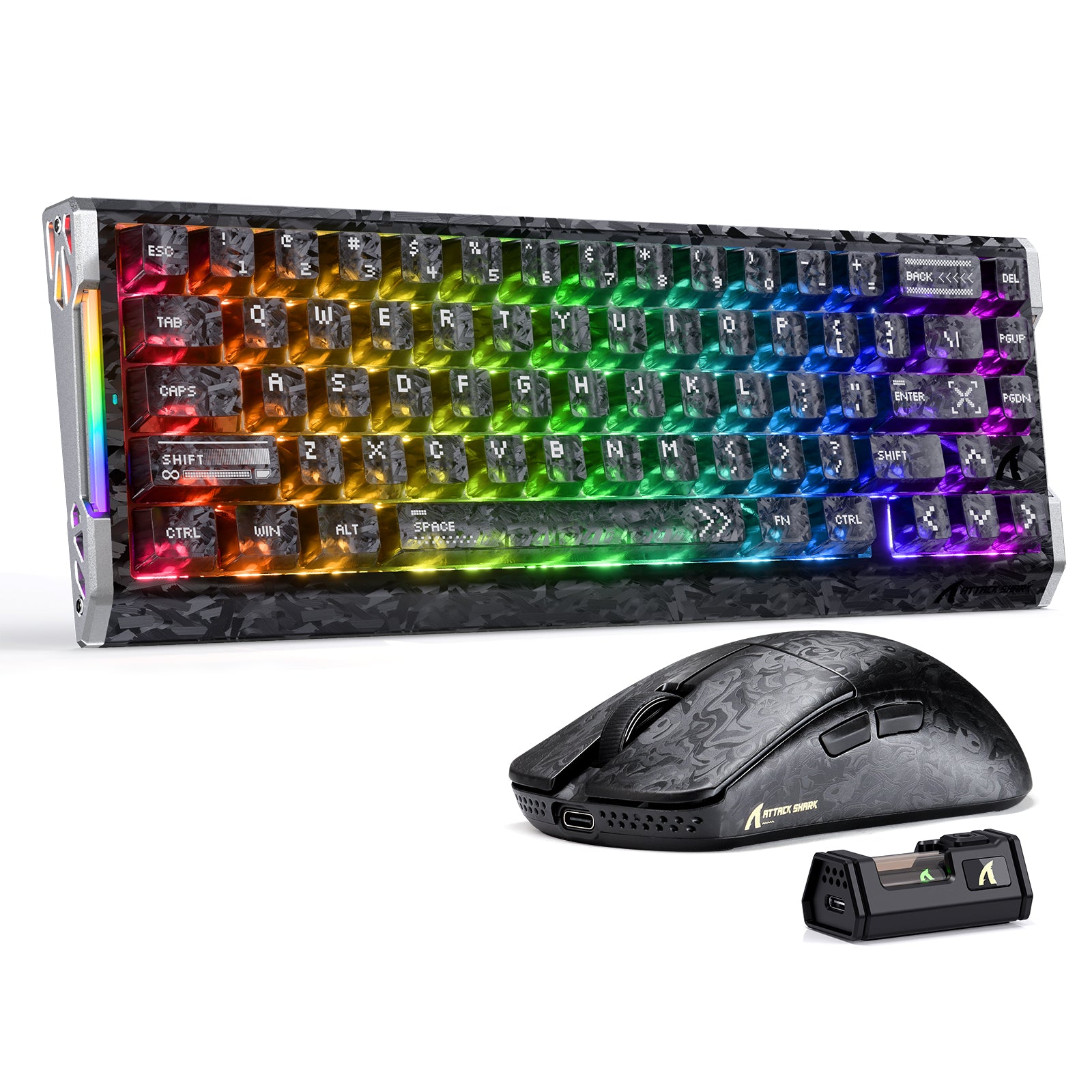 ATTACK SHARK「R68 HE」炭版 Carbon Fiber 60% HE Keyboard | 8000Hz Gaming Mouse - Attack Shark