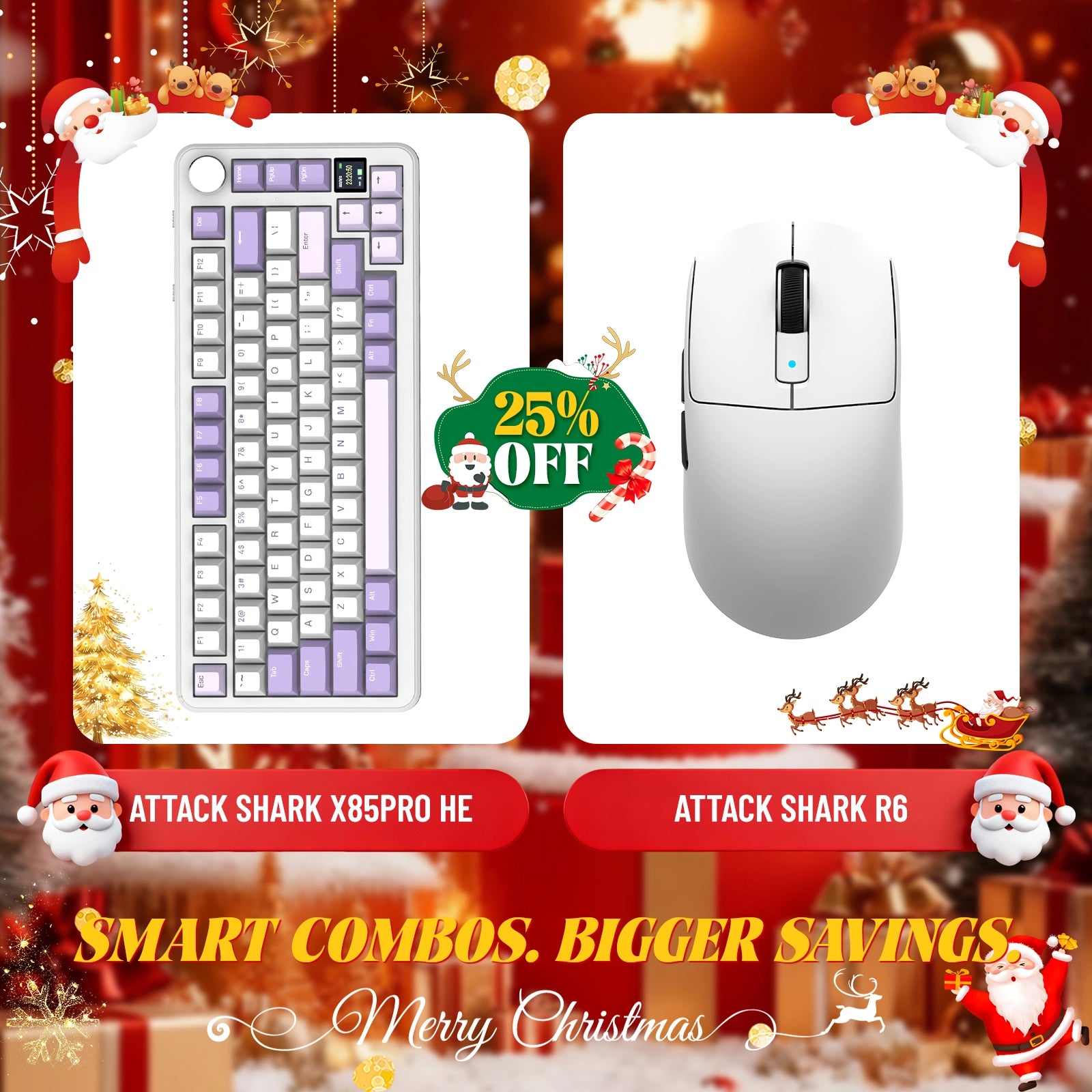 ATTACK SHARK X85PRO Tri-mode Gasket Mechanical Keyboard + R6 Wireless Gaming Mouse Bundle