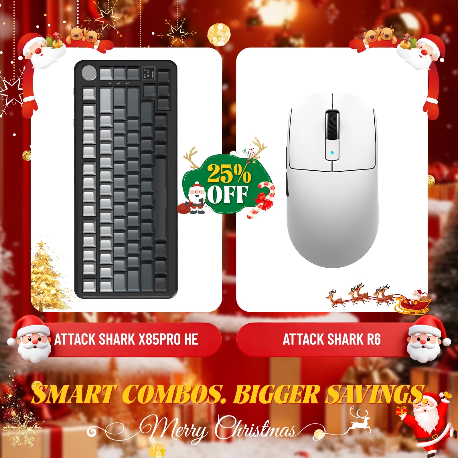 ATTACK SHARK X85PRO Tri-mode Gasket Mechanical Keyboard + R6 Wireless Gaming Mouse Bundle