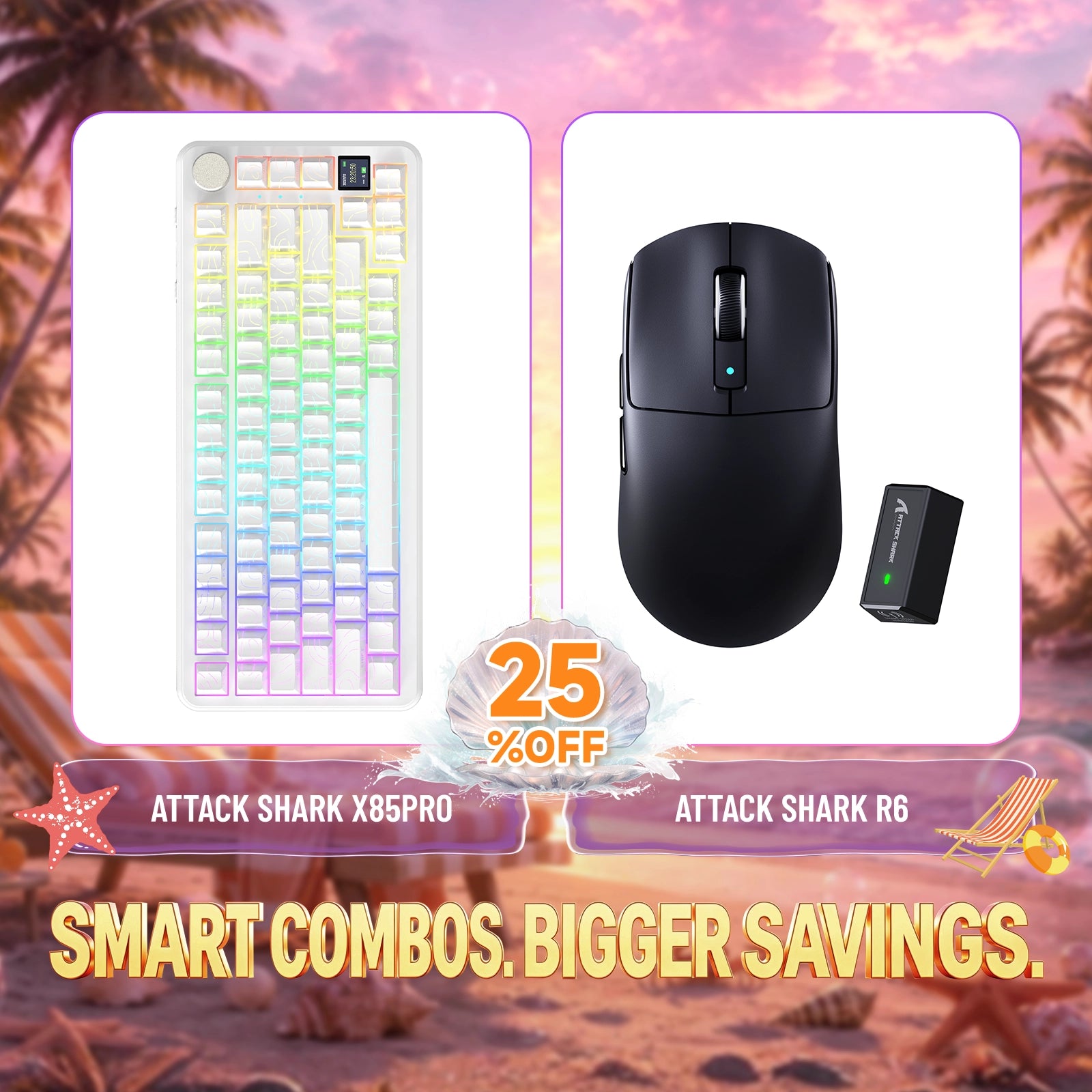 ATTACK SHARK X85PRO Tri-mode Gasket Mechanical Keyboard + R6 Wireless Gaming Mouse Bundle