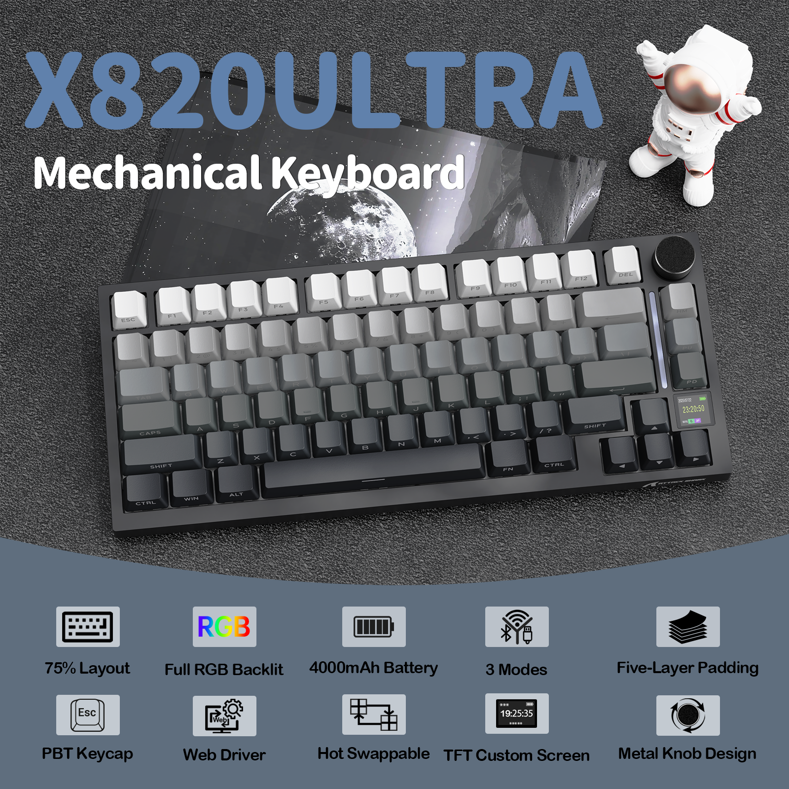 ATTACK SHARK X820Ultra Tri-mode Gasket Mechanical Keyboard