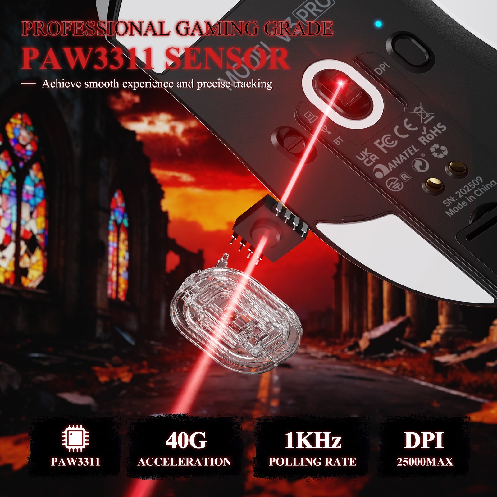 ATTACK SHARK V3PRO Ultra-Light Tri-Mode Gaming Mouse with Charging Dock