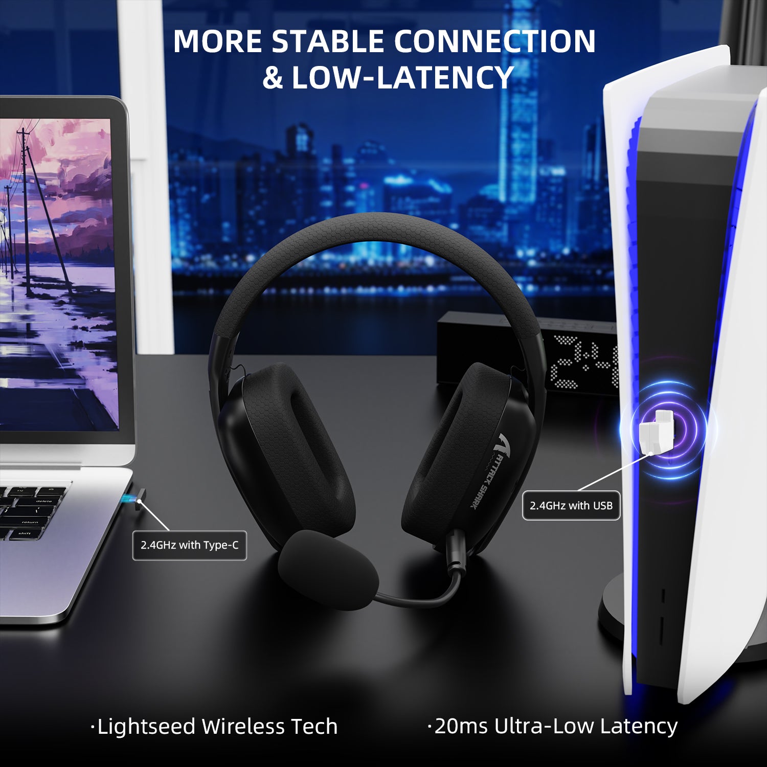 ATTACK SHARK L80PRO wireless gaming headset, low latency connection