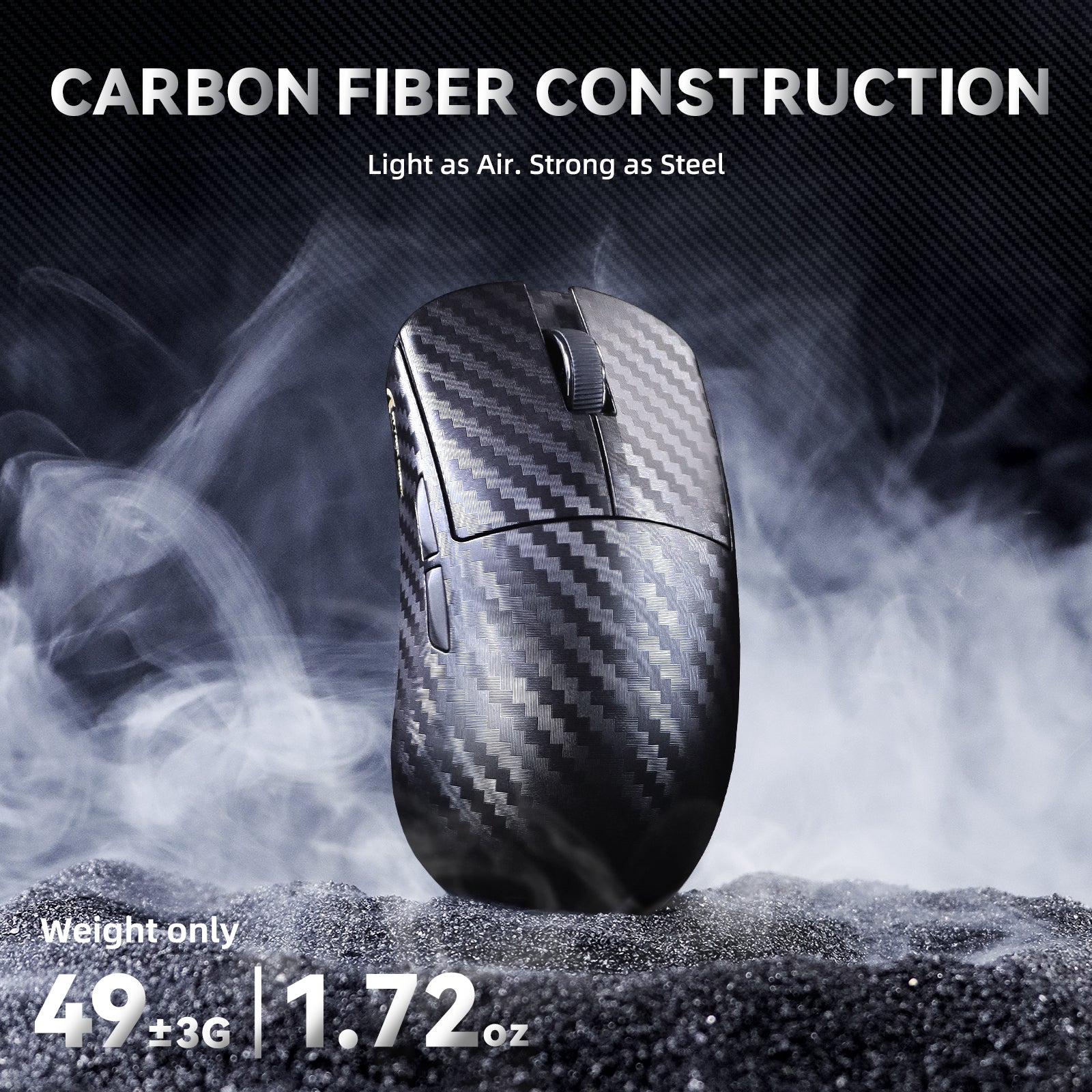 ATTACK SHARK R11 ULTRA Carbon Fiber Wireless 8K PAW3950MAX Gaming Mouse with C06 Ultra LED Cable