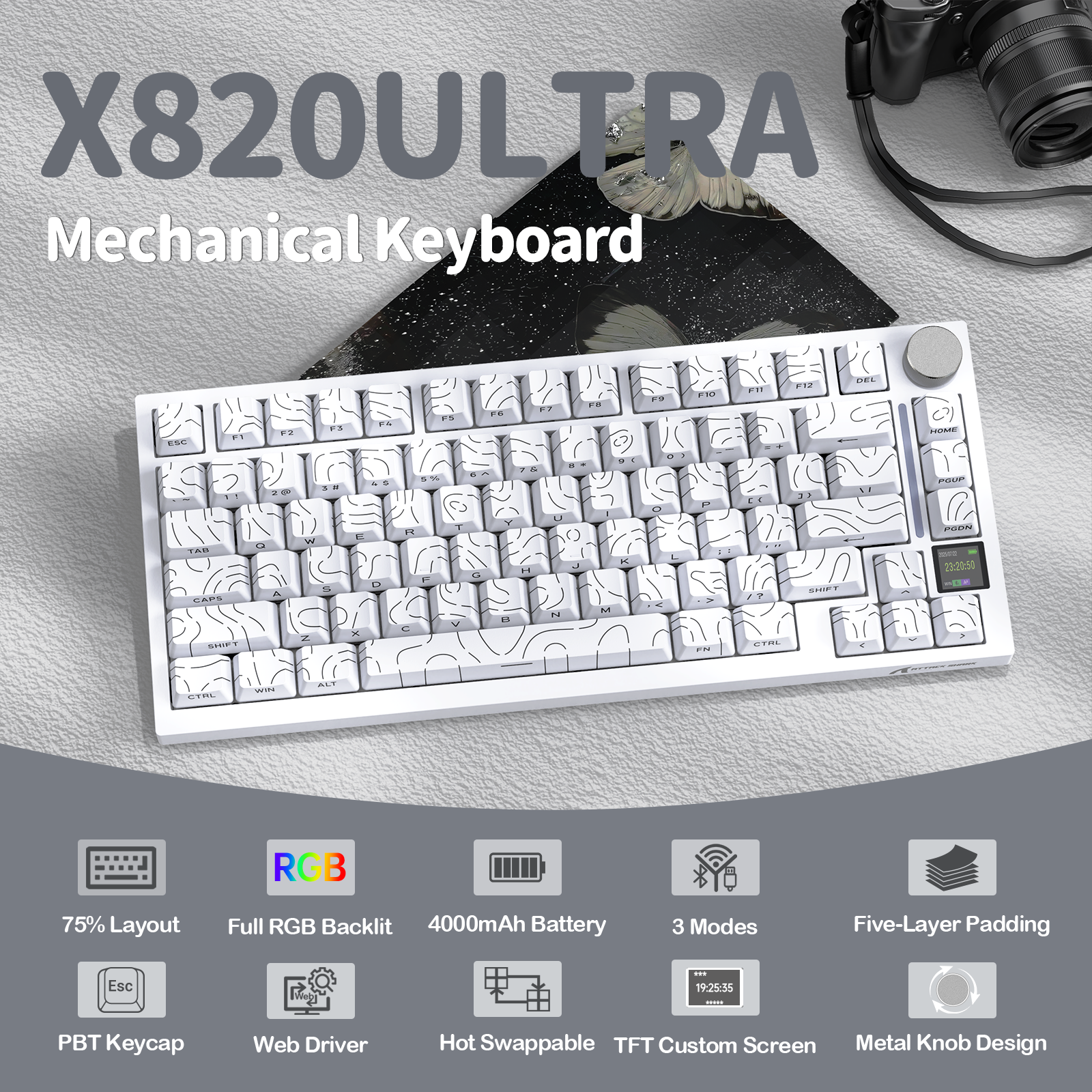 ATTACK SHARK X820Ultra Tri-mode Gasket Mechanical Keyboard