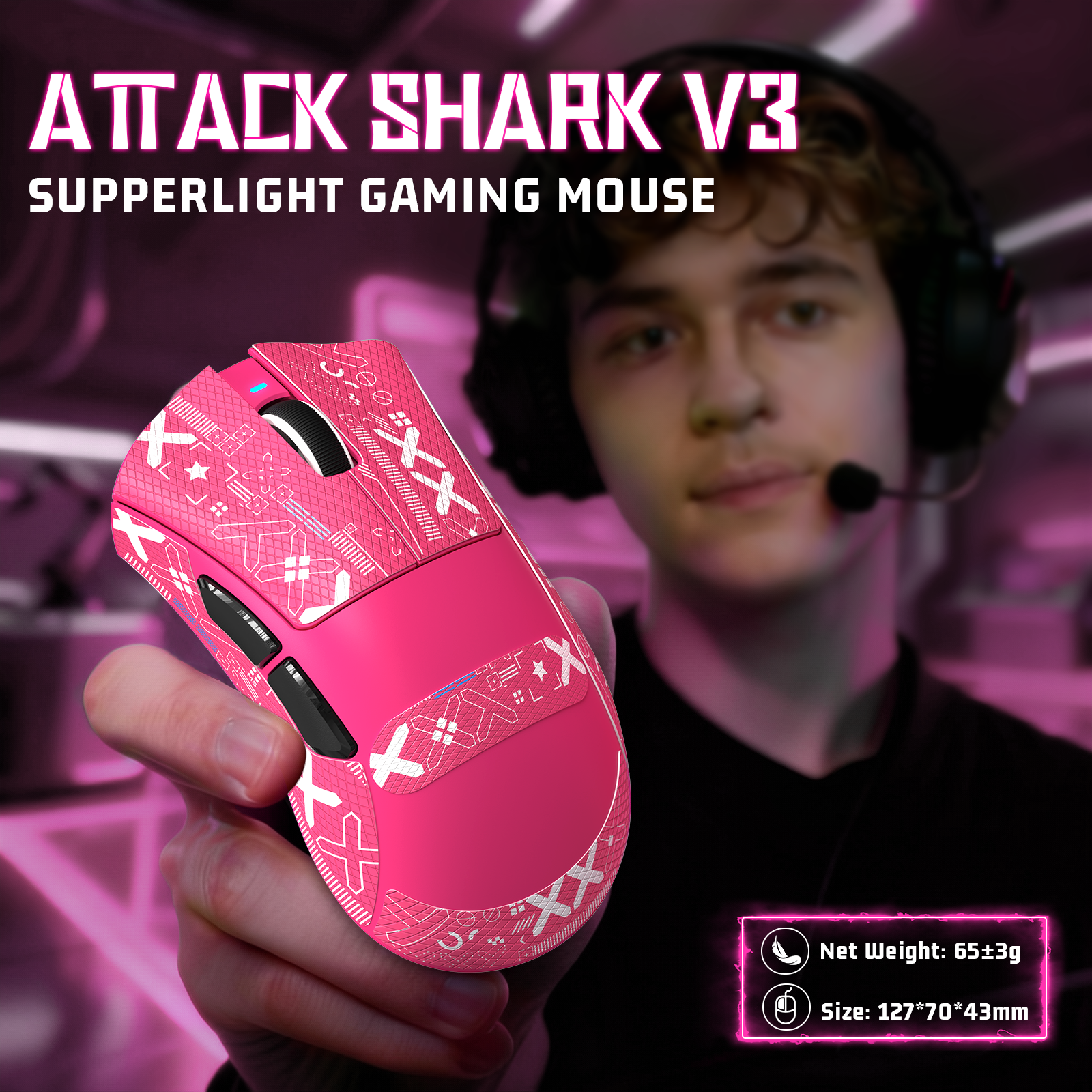 ATTACK SHARK V3 Ultra-Light Tri-Mode Gaming Mouse