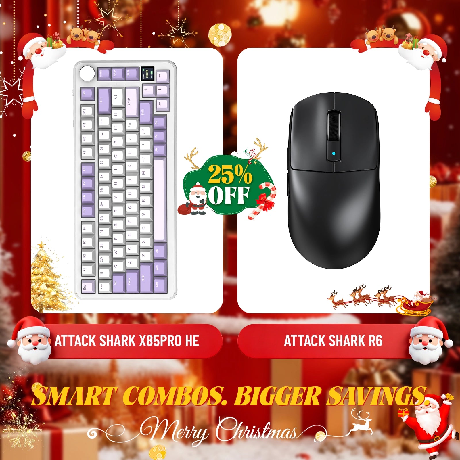 ATTACK SHARK X85PRO Tri-mode Gasket Mechanical Keyboard + R6 Wireless Gaming Mouse Bundle