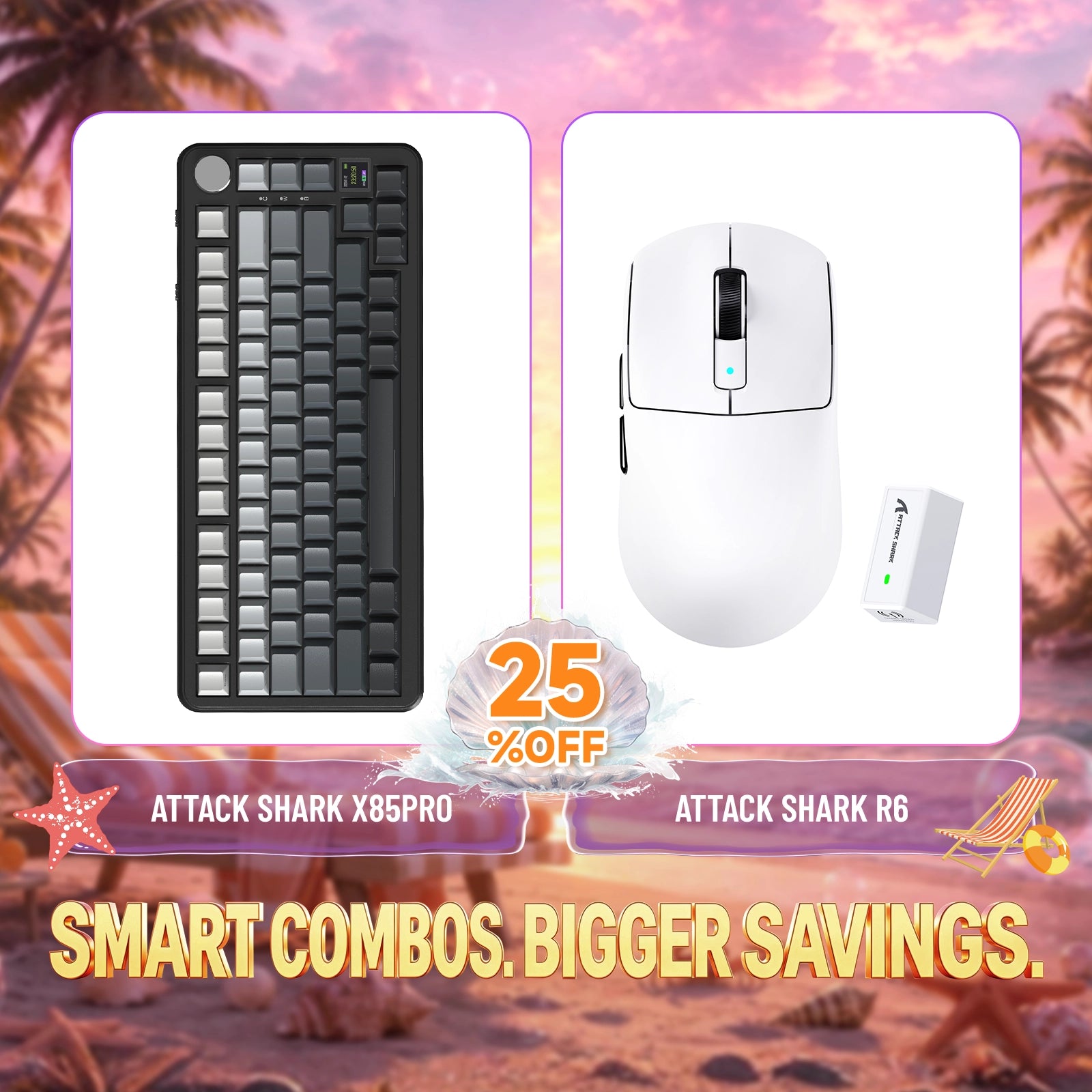 ATTACK SHARK X85PRO Tri-mode Gasket Mechanical Keyboard + R6 Wireless Gaming Mouse Bundle
