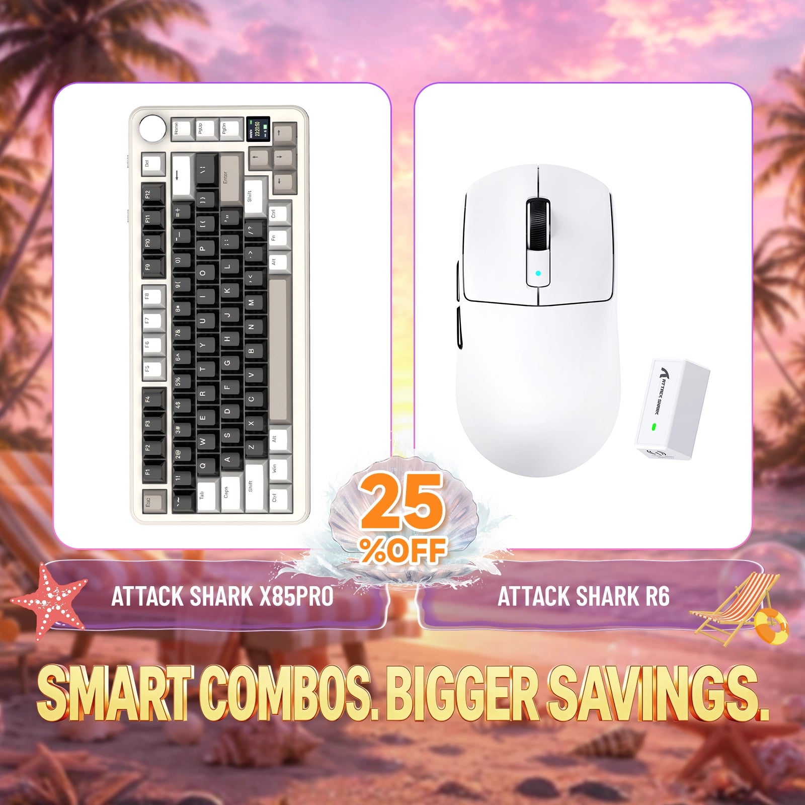 ATTACK SHARK X85PRO Tri-mode Gasket Mechanical Keyboard + R6 Wireless Gaming Mouse Bundle
