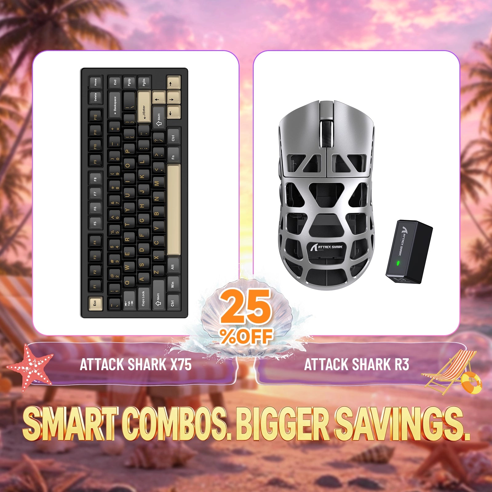 ATTACK SHARK X75 Full Aluminum Keyboard + R3 Magnesium Alloy Gaming Mouse Bundle
