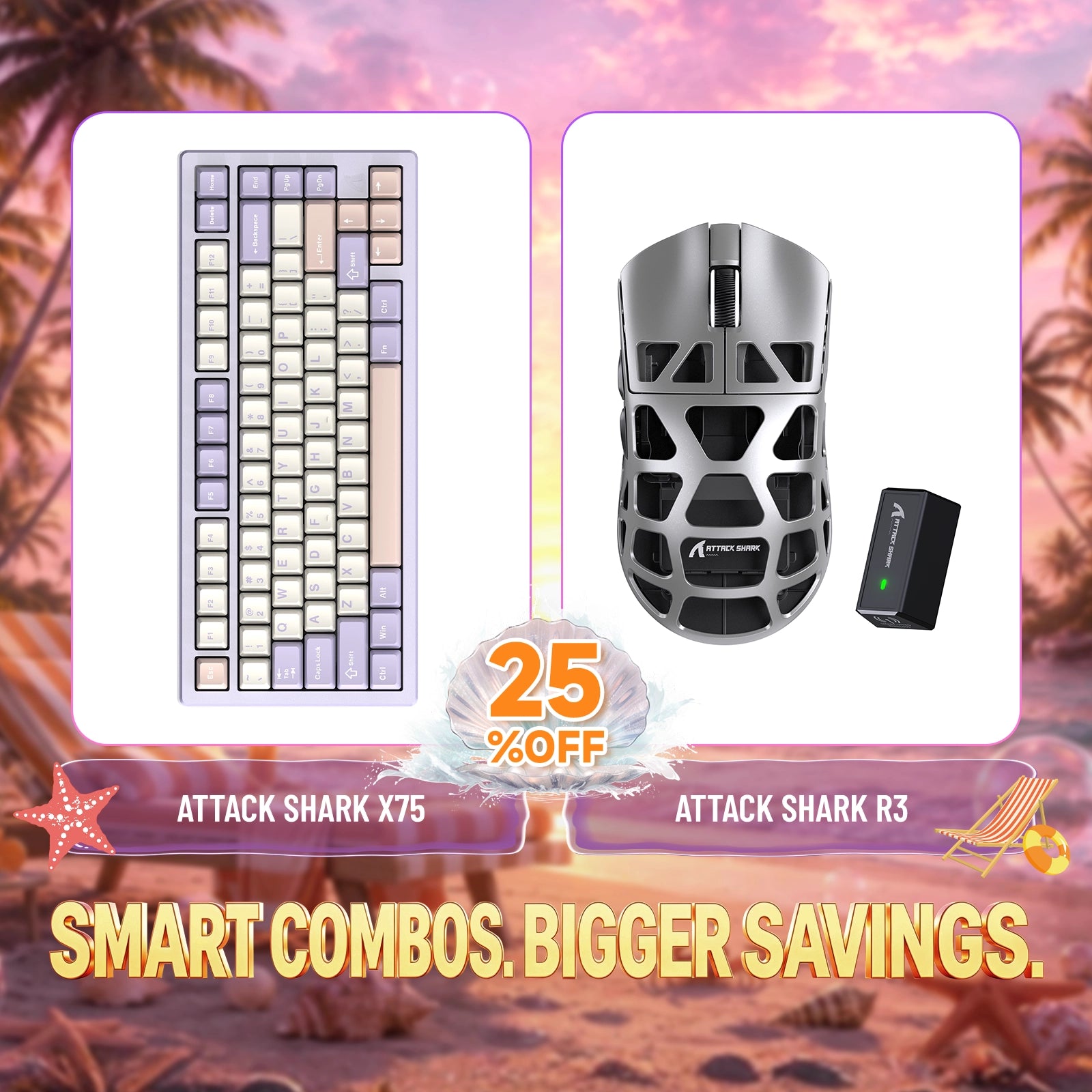ATTACK SHARK X75 Full Aluminum Keyboard + R3 Magnesium Alloy Gaming Mouse Bundle