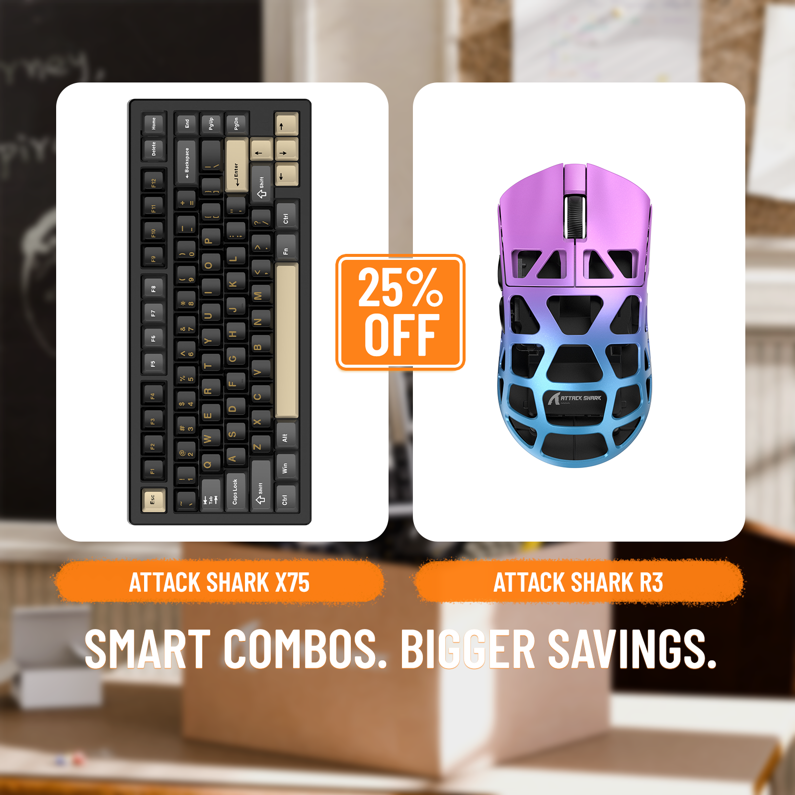 ATTACK SHARK X75 Full Aluminum Keyboard + R3 Magnesium Alloy Gaming Mouse Bundle