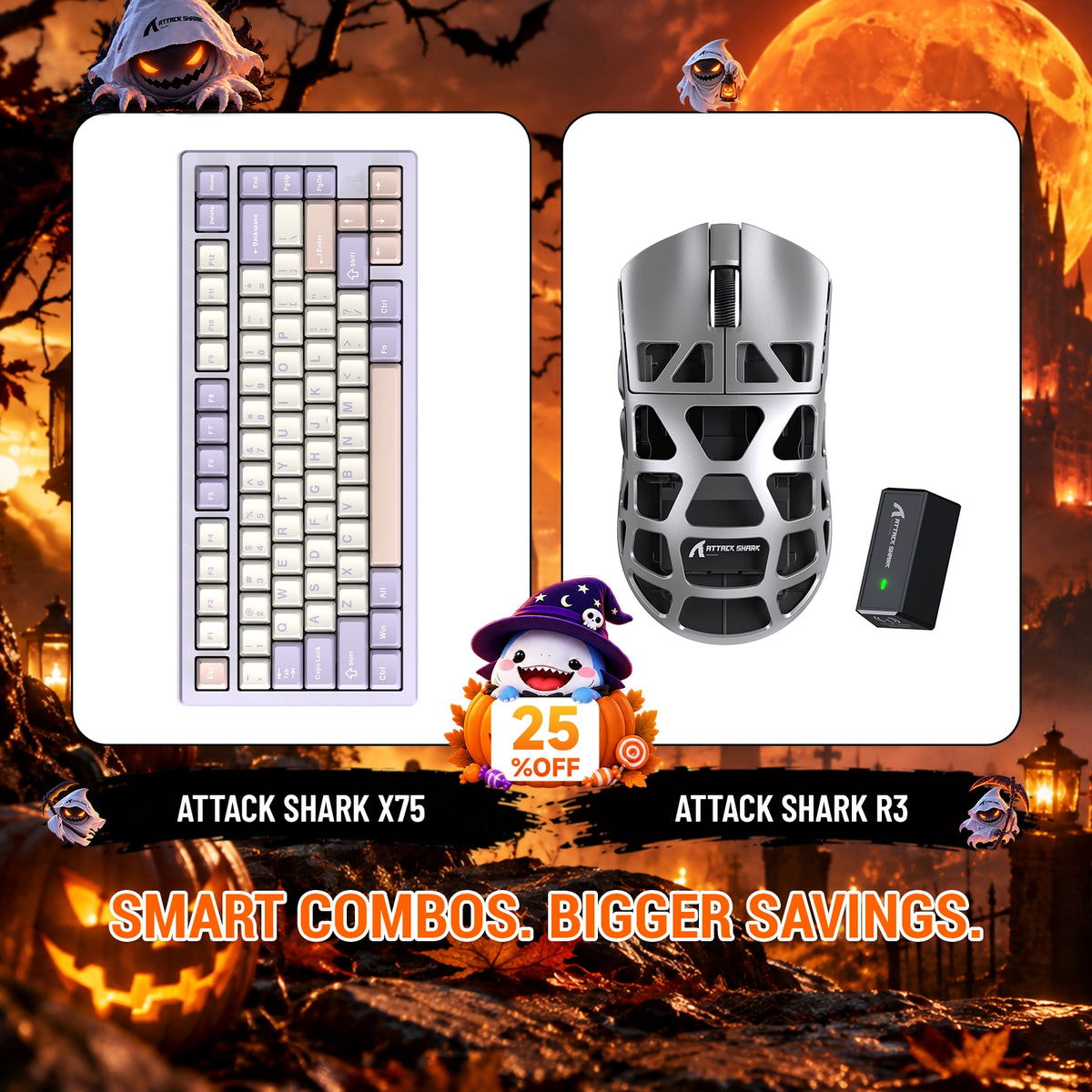 ATTACK SHARK X75 Full Aluminum Keyboard + R3 Magnesium Alloy Gaming Mouse Bundle