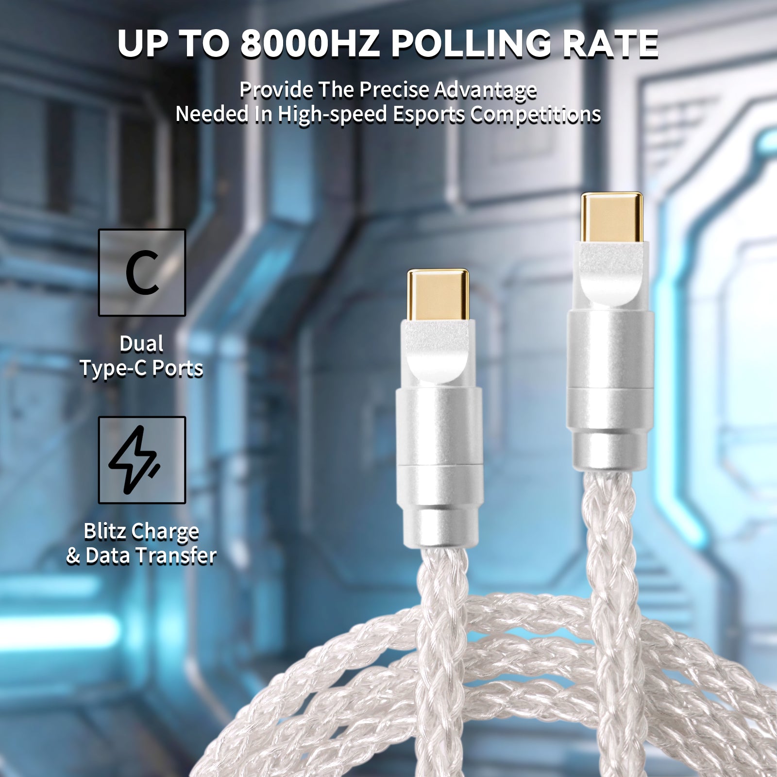 ATTACK SHARK C07 PRO 2-In 1 Type C Cable for 8KHz Gaming Keyboard/Mouse