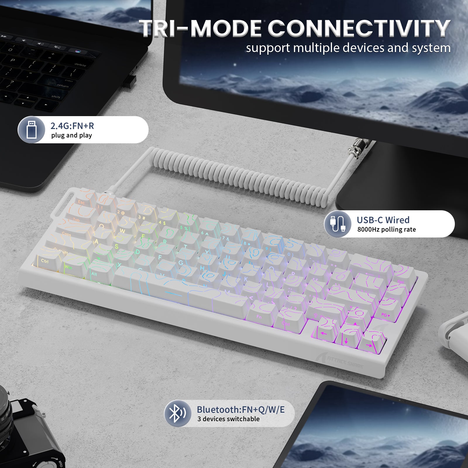 ATTACK SHARK X68PRO HE Wireless Rapid Trigger Keyboard With Coiled Cable
