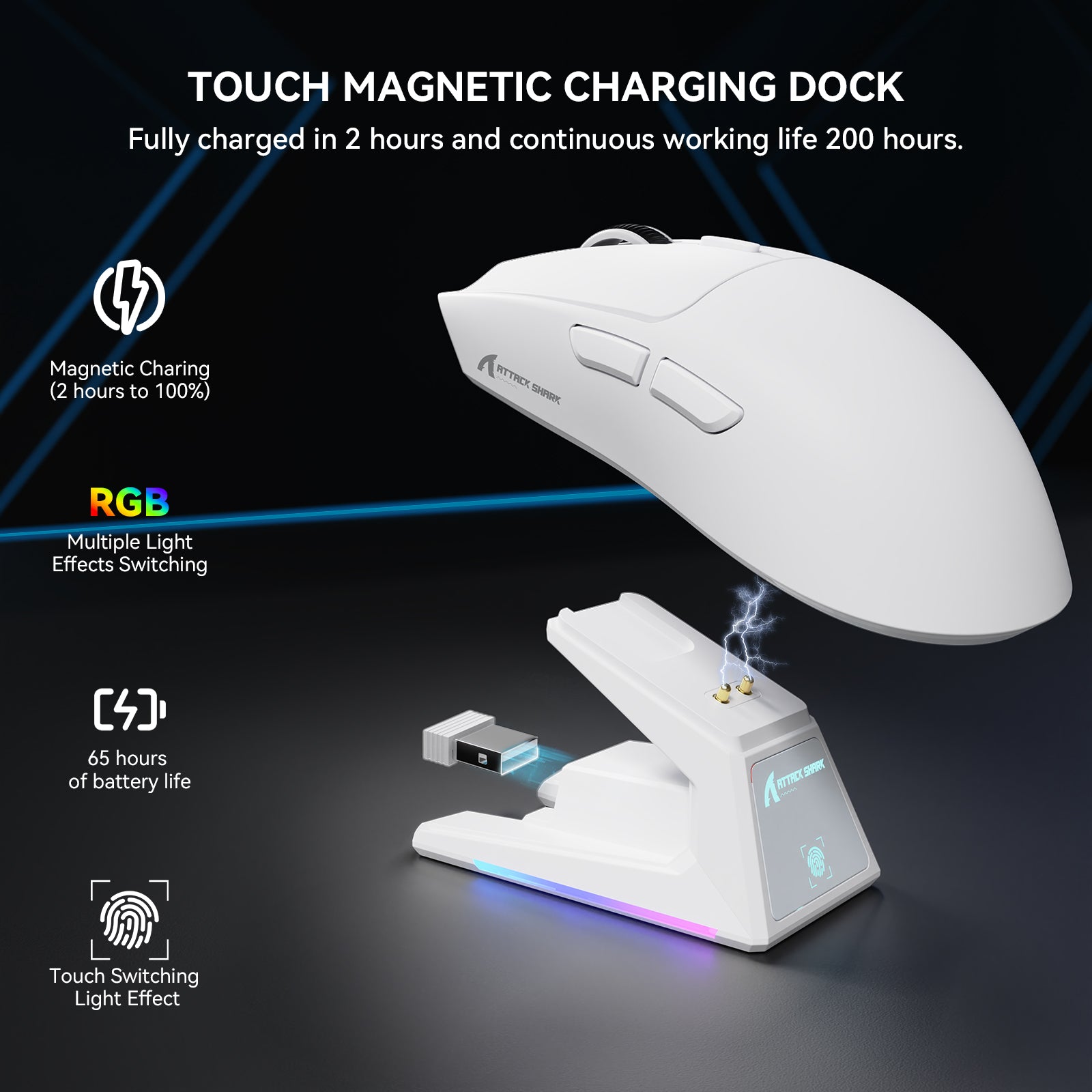 ATTACK SHARK X1 Tri-mode Gaming Mouse with Touchpad RGB Charging Dock PAW3395PRO Sensor