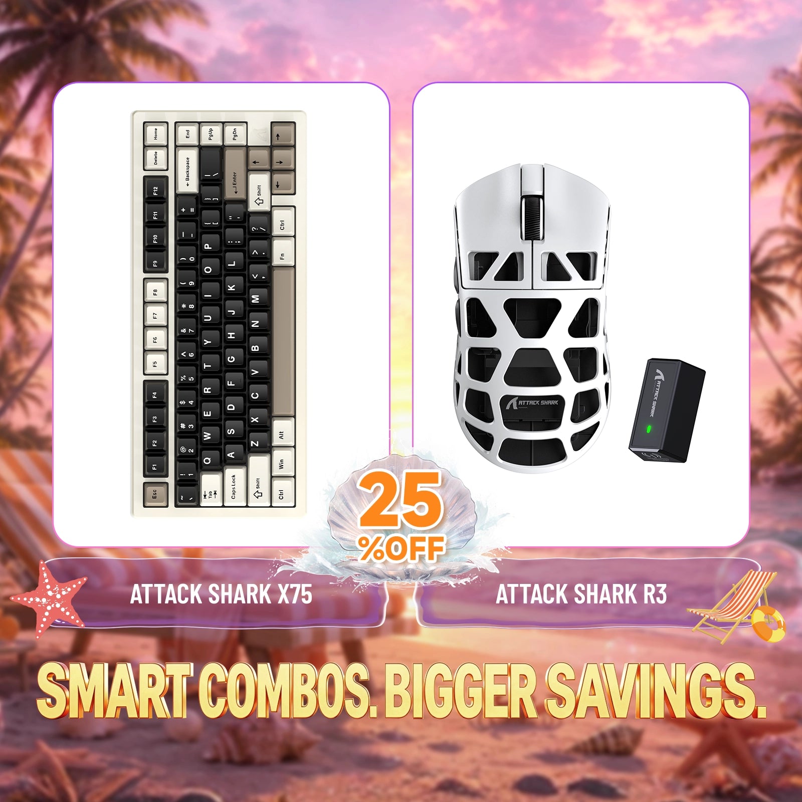 ATTACK SHARK X75 Full Aluminum Keyboard + R3 Magnesium Alloy Gaming Mouse Bundle