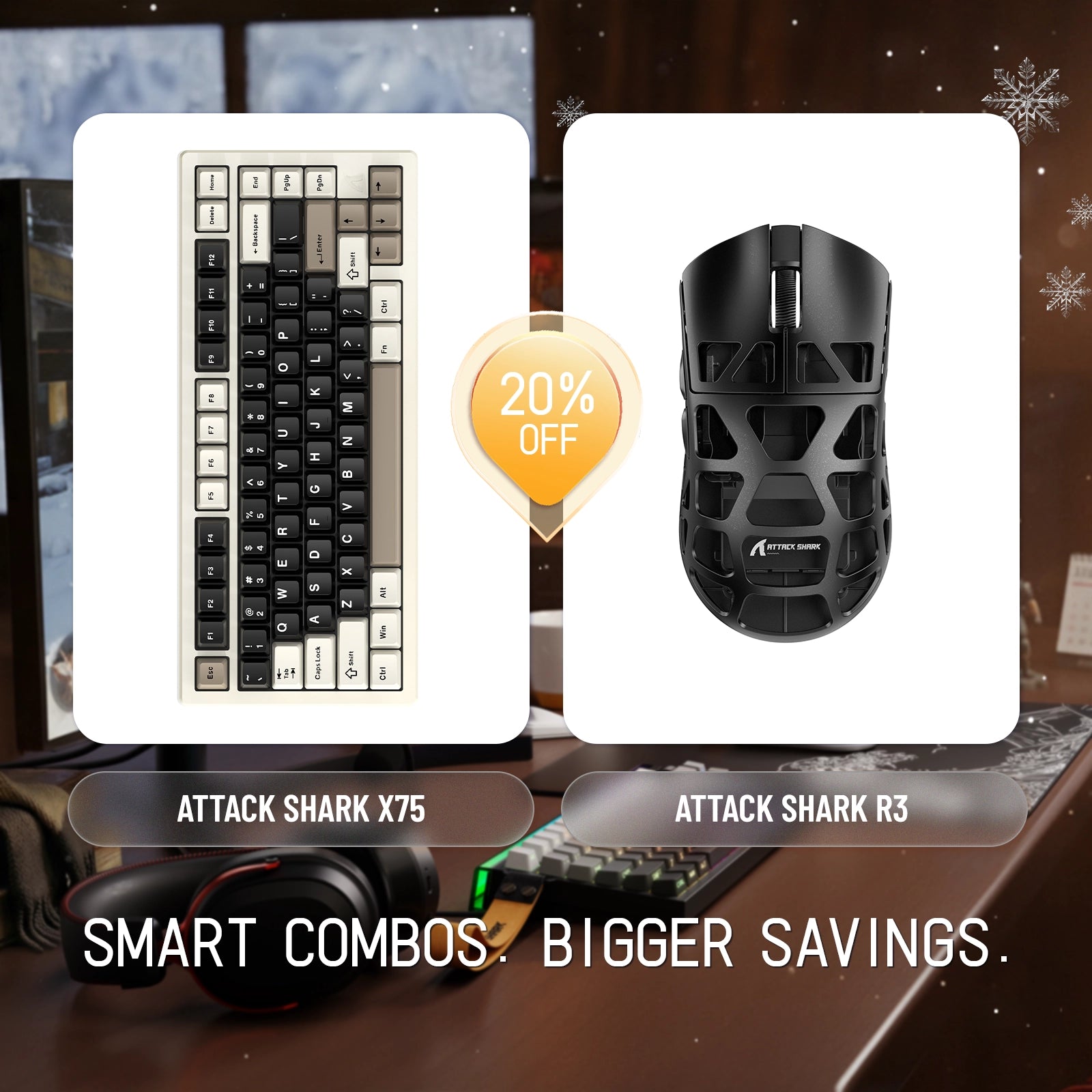 ATTACK SHARK X75 Full Aluminum Keyboard + R3 Magnesium Alloy Gaming Mouse Bundle