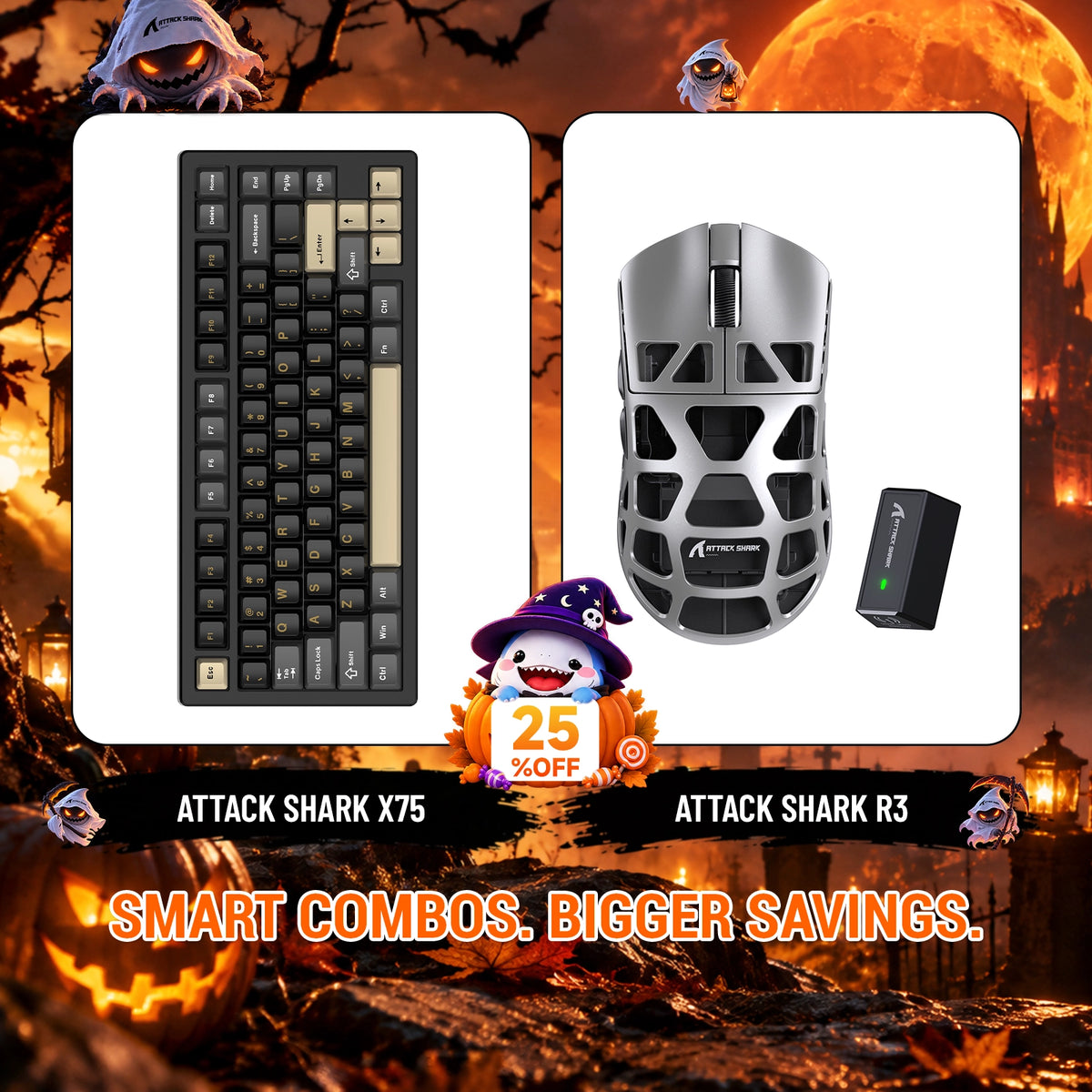 ATTACK SHARK X75 Full Aluminum Keyboard + R3 Magnesium Alloy Gaming Mouse Bundle