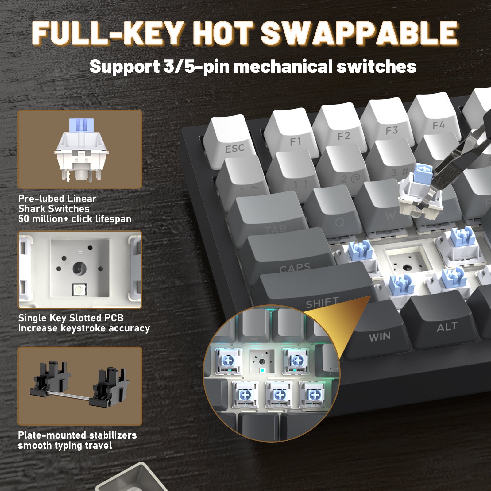 ATTACK SHARK X820ULTRA Mechanical Keyboard with C01ULTRA Coiled Cable