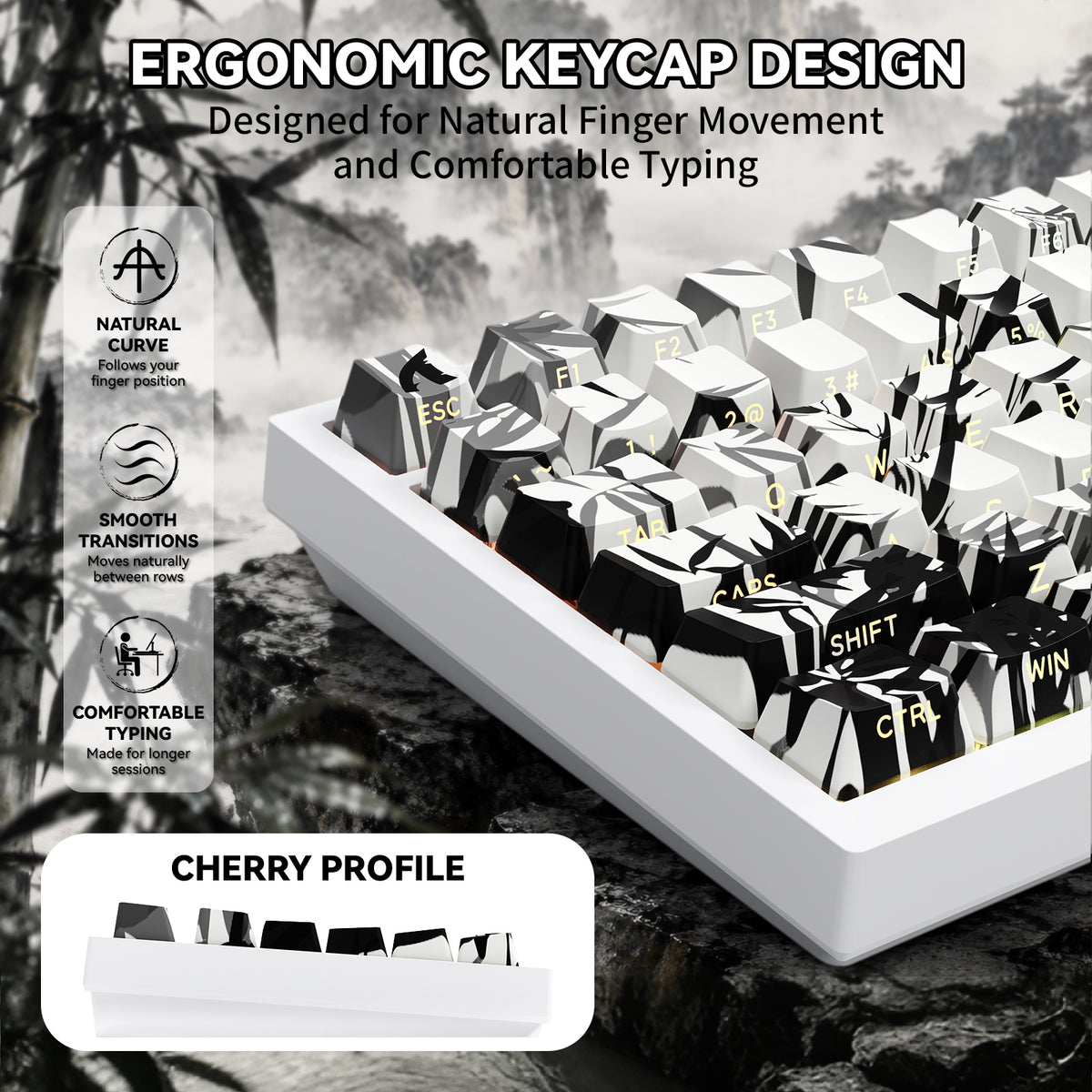 ATTACK SHARK SK02 129 Keys PBT Side-Printed Keycaps, ANSI/ISO, Knight-Errant