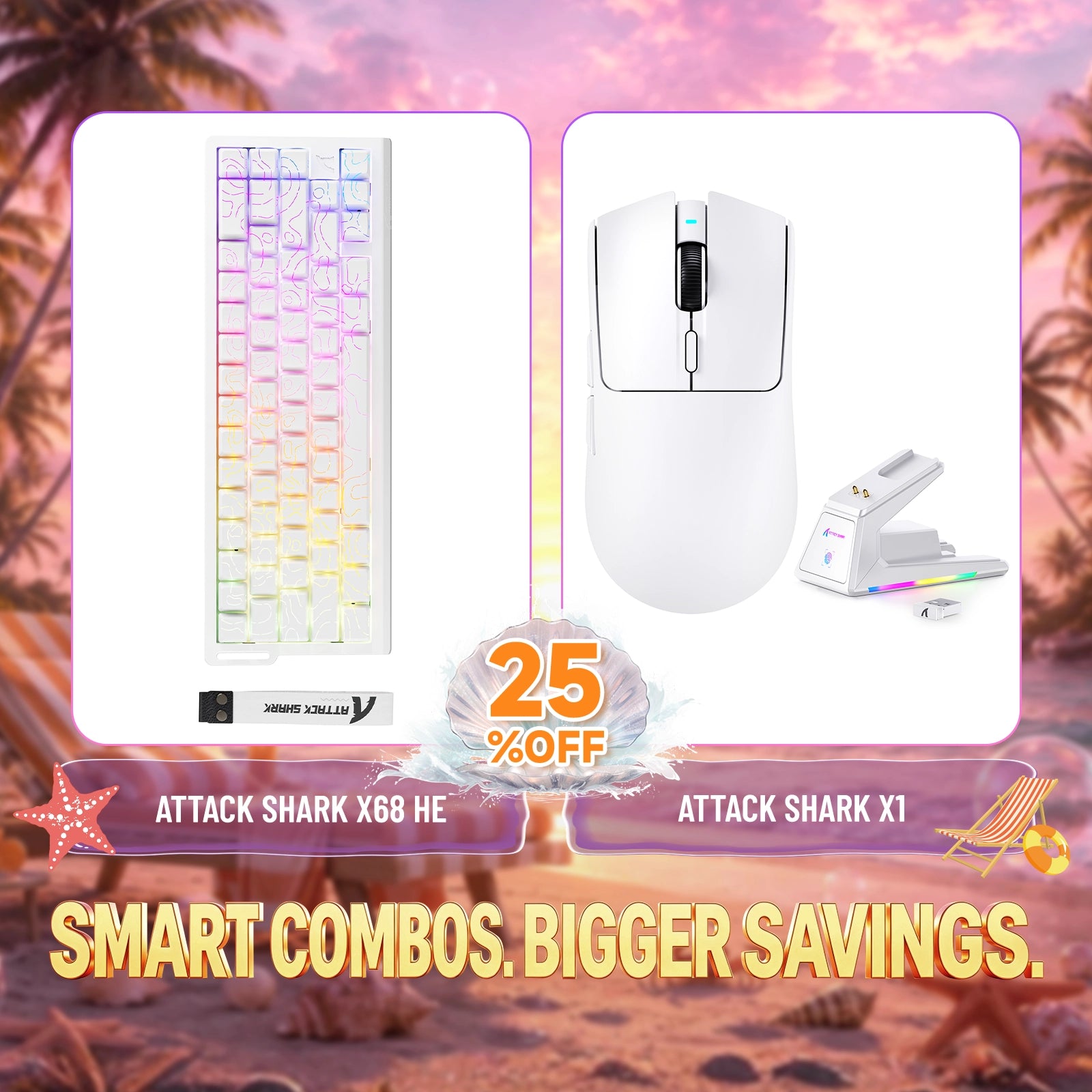 ATTACK SHARK X68HE Rapid Trigger Keyboard + X1 Wireless Gaming Mouse Bundle