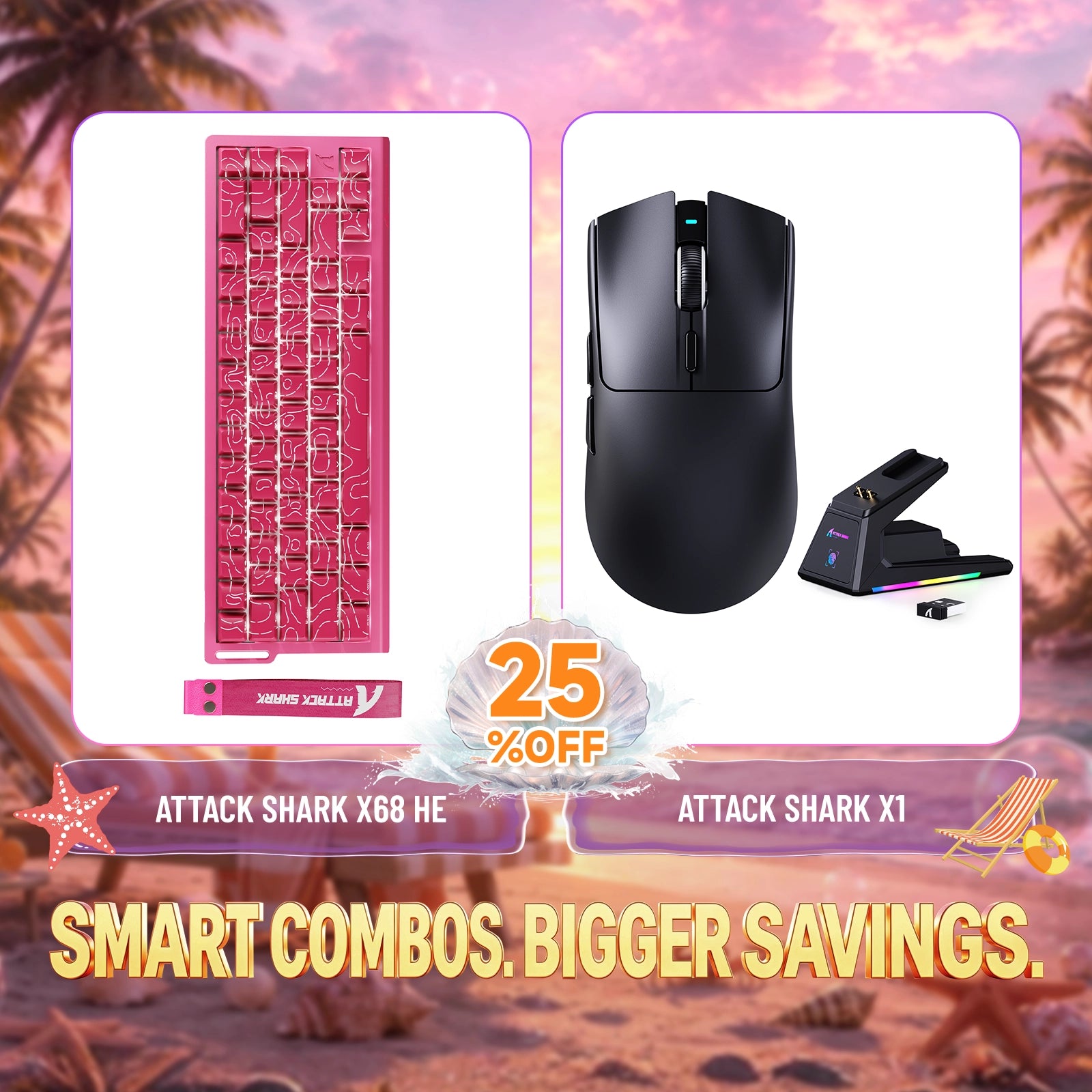 ATTACK SHARK X68HE Rapid Trigger Keyboard + X1 Wireless Gaming Mouse Bundle