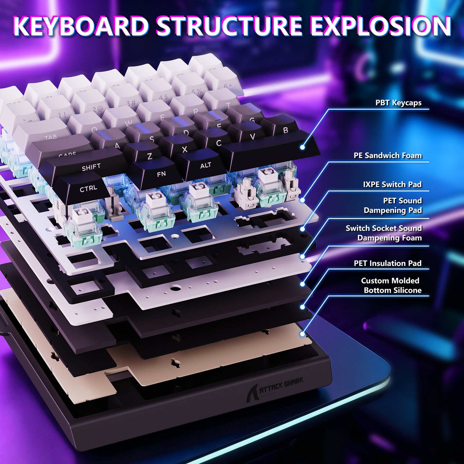 ATTACK SHARK M36 HE One-Handed Magnetic Switch Keyboard & C01 ULTRA LED Aviator Cable