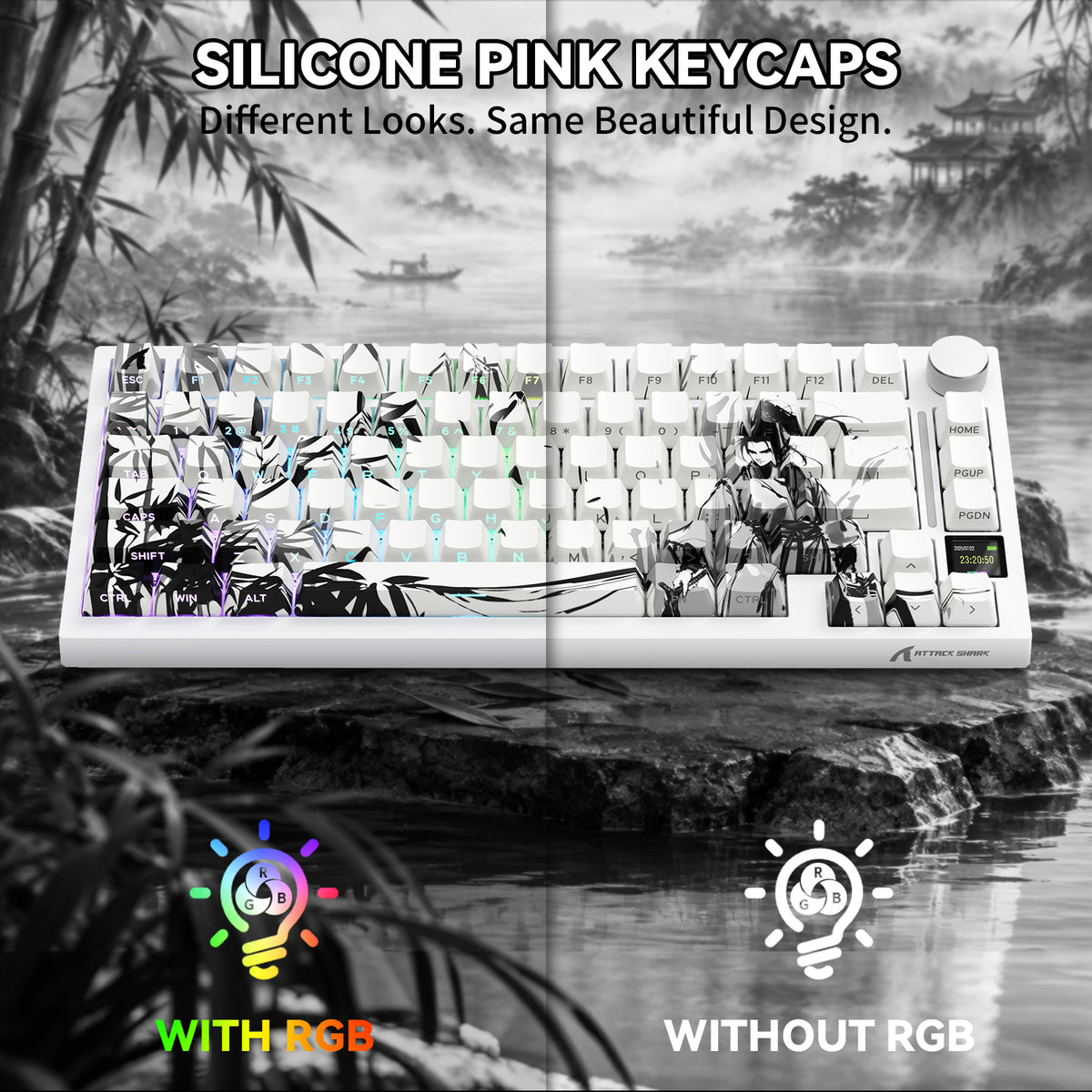 ATTACK SHARK SK02 129 Keys PBT Side-Printed Keycaps, ANSI/ISO, Knight-Errant