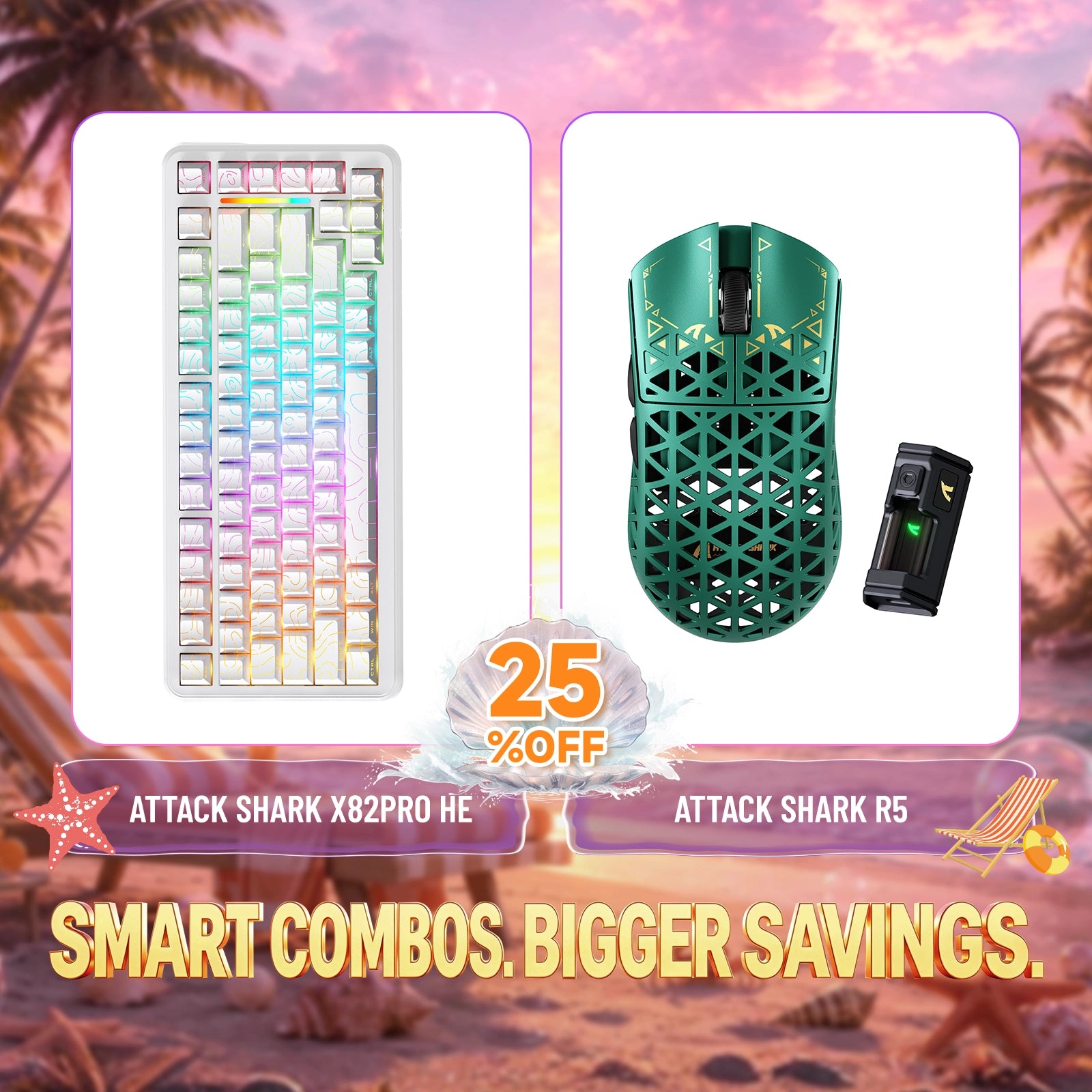 ATTACK SHARK X82PRO HE Rapid Trigger Keyboard + R5 Carbon Fiber Wireless Gaming Mouse Bundle