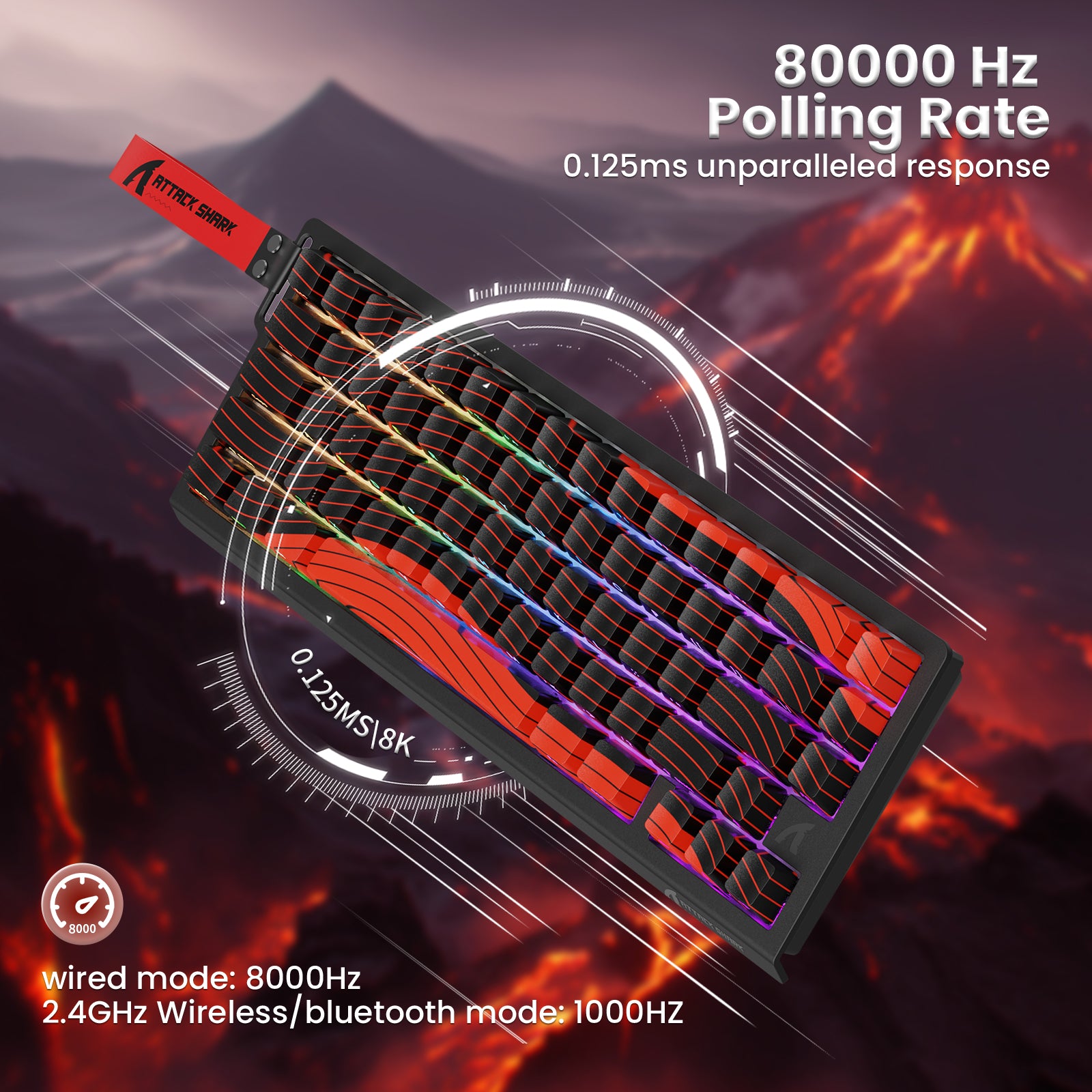 ATTACK SHARK X68PRO HE Wireless Rapid Trigger Keyboard With Coiled Cable