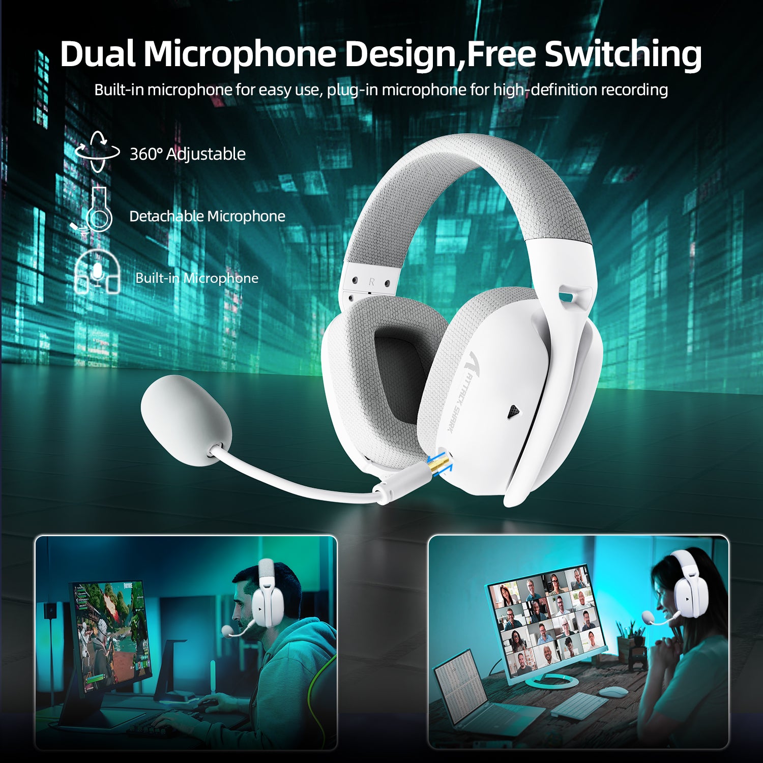 ATTACK SHARK L80PRO gaming headset with dual microphone design