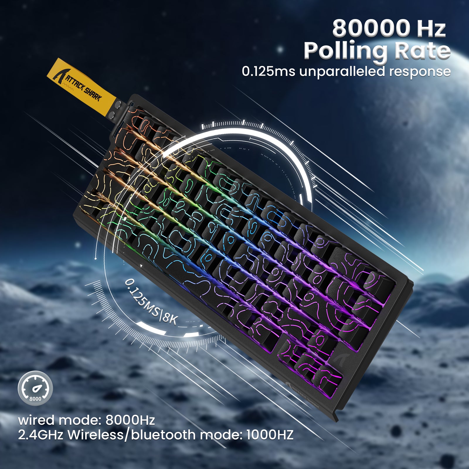 ATTACK SHARK X68PRO HE Wireless Rapid Trigger Keyboard With Coiled Cable