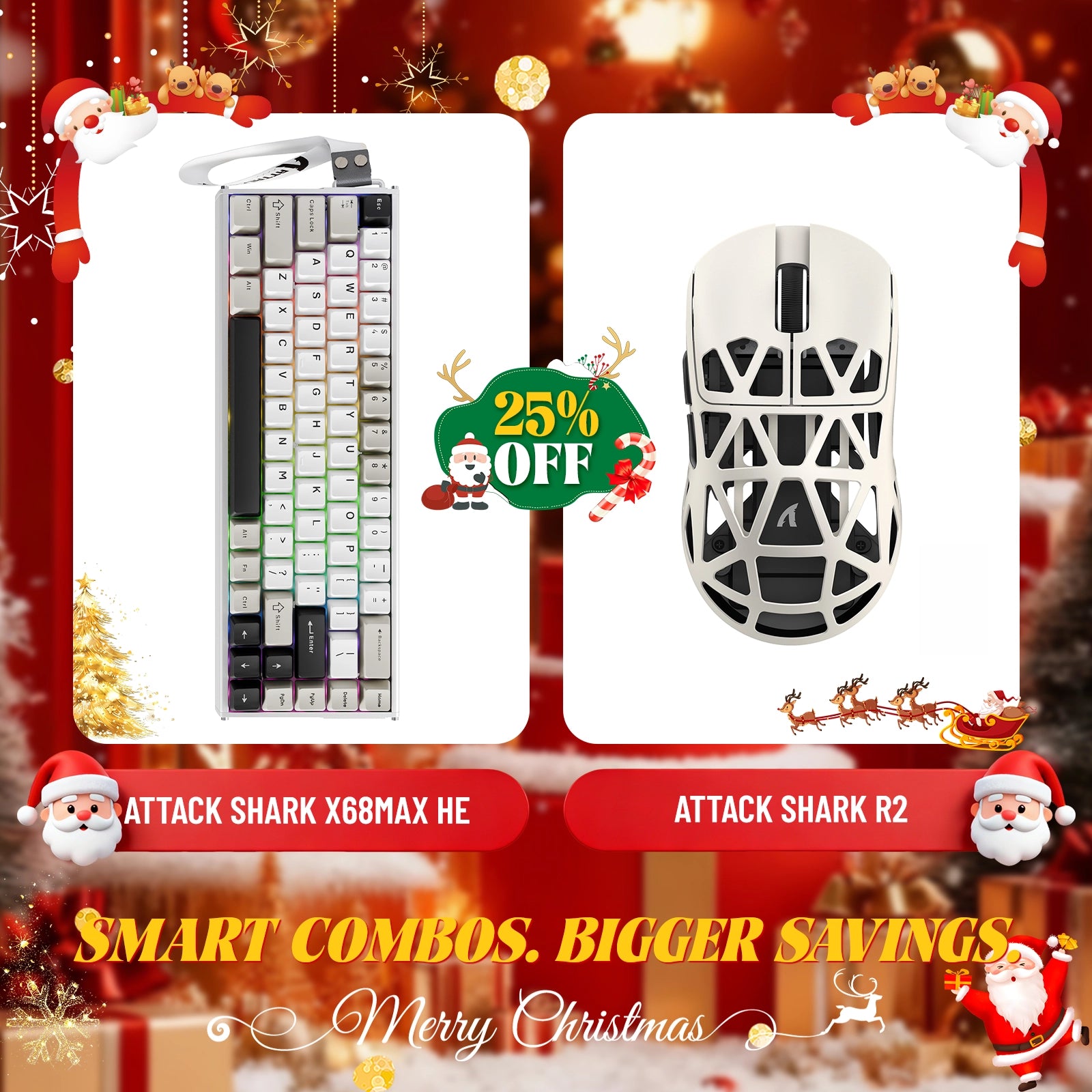 ATTACK SHARK X68MAX HE Rapid Trigger Aluminum Keyboard + R2 Magnesium Alloy Wireless Gaming Mouse Bundle
