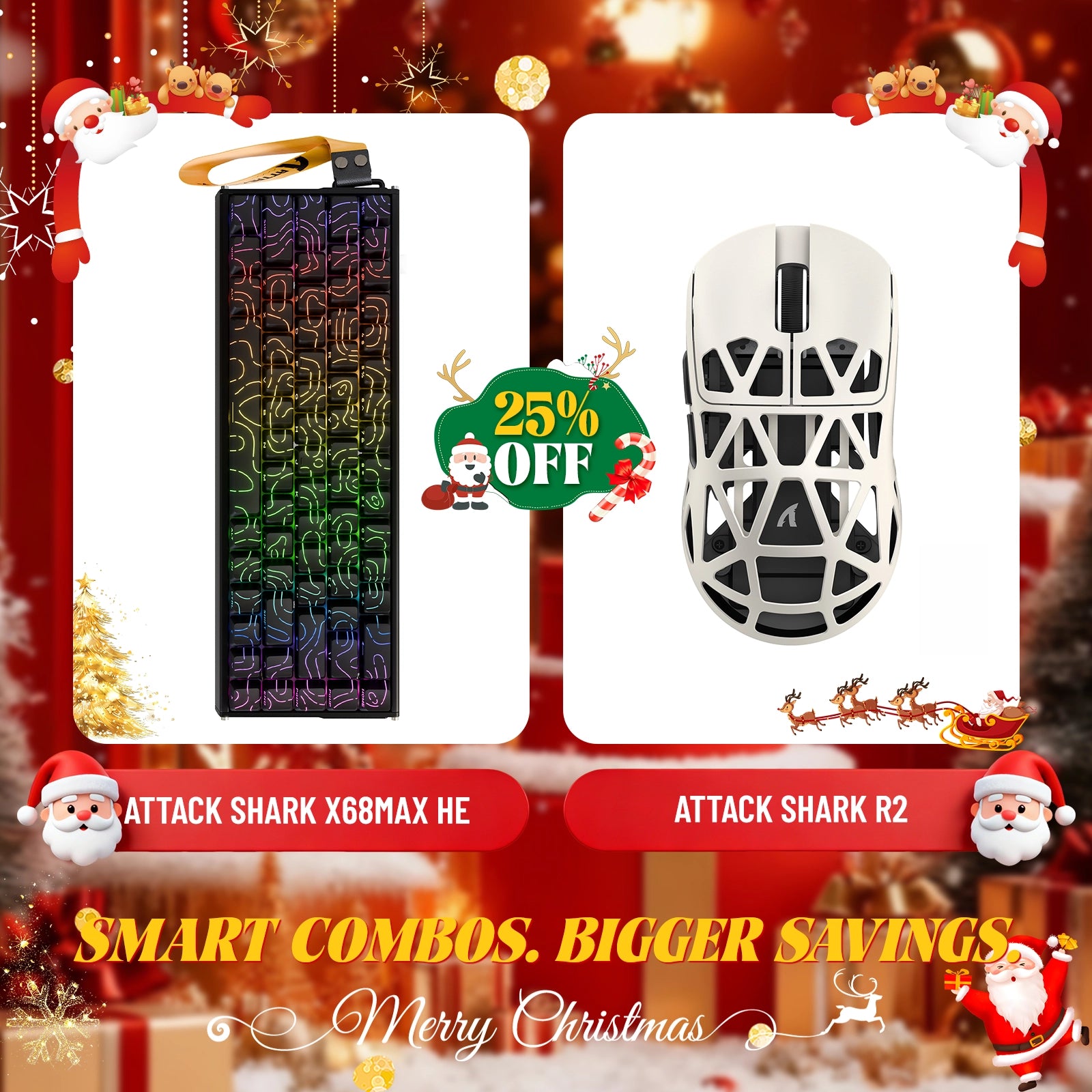 ATTACK SHARK X68MAX HE Rapid Trigger Aluminum Keyboard + R2 Magnesium Alloy Wireless Gaming Mouse Bundle