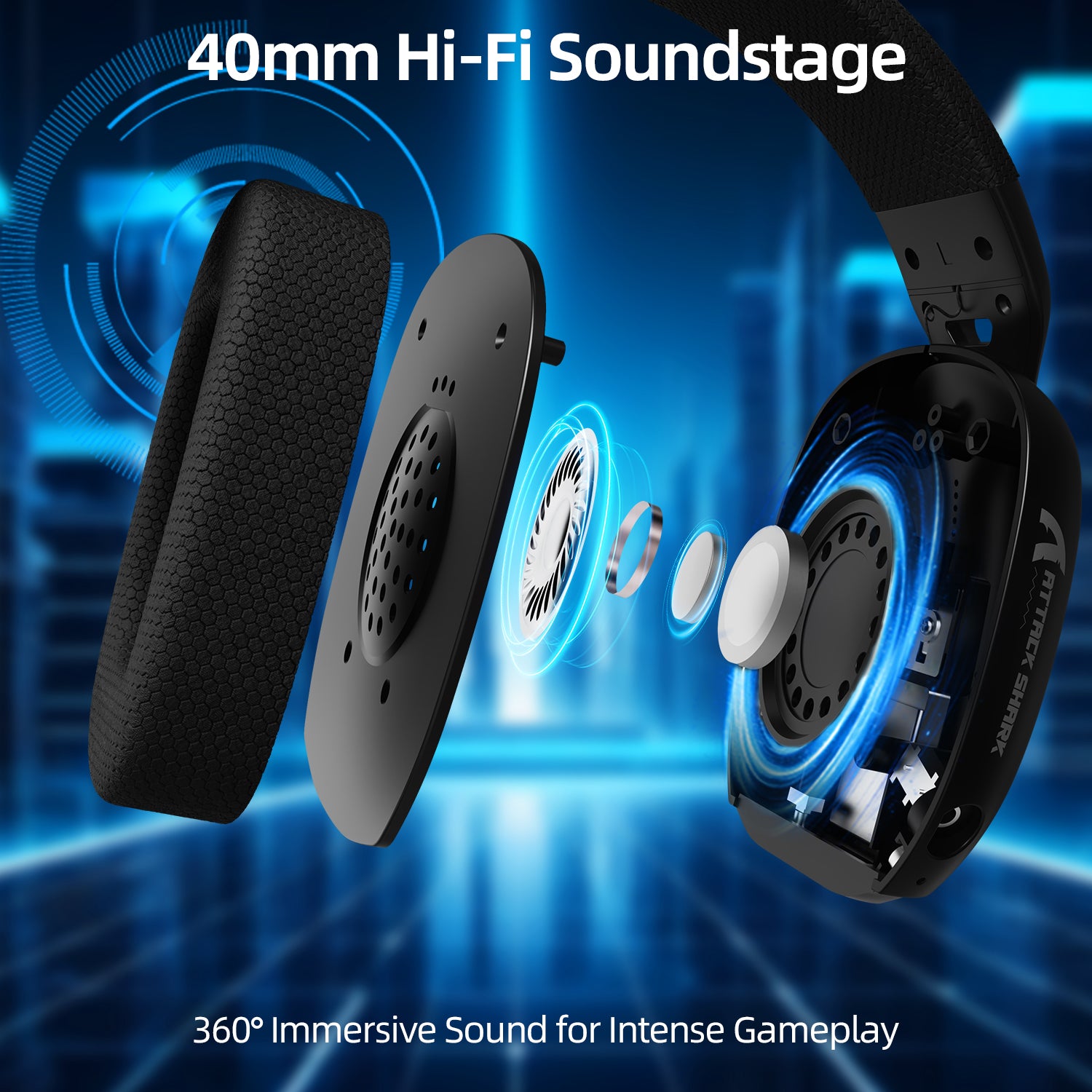 ATTACK SHARK L80PRO headset, 40mm Hi-Fi Soundstage for immersive gaming
