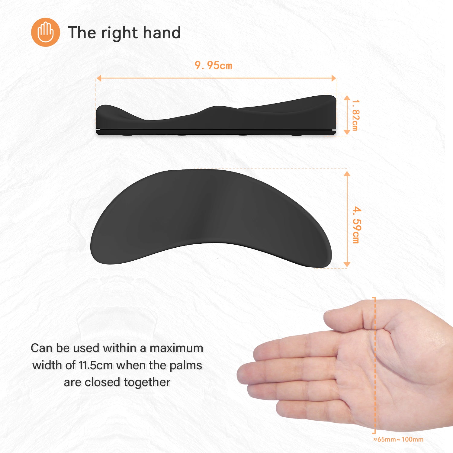 ATTACK SHARK silicone mouse wrist rest dimensions: 9.95cm x 4.59cm, right hand support for ergonomic comfort