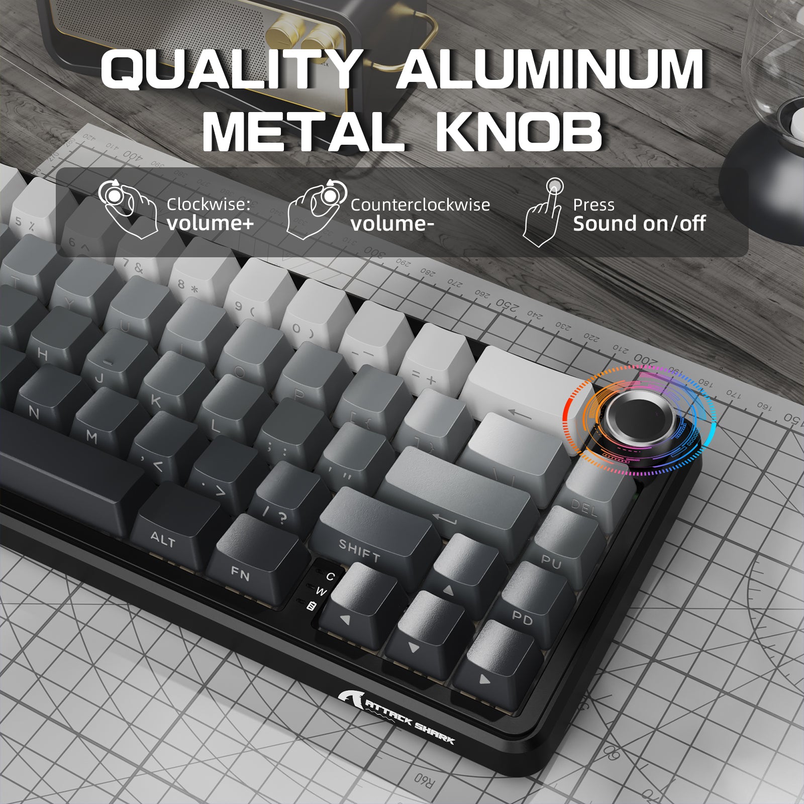 ATTACK SHARK X66 Mechanical Keyboard with Aluminum Knob, Volume Control