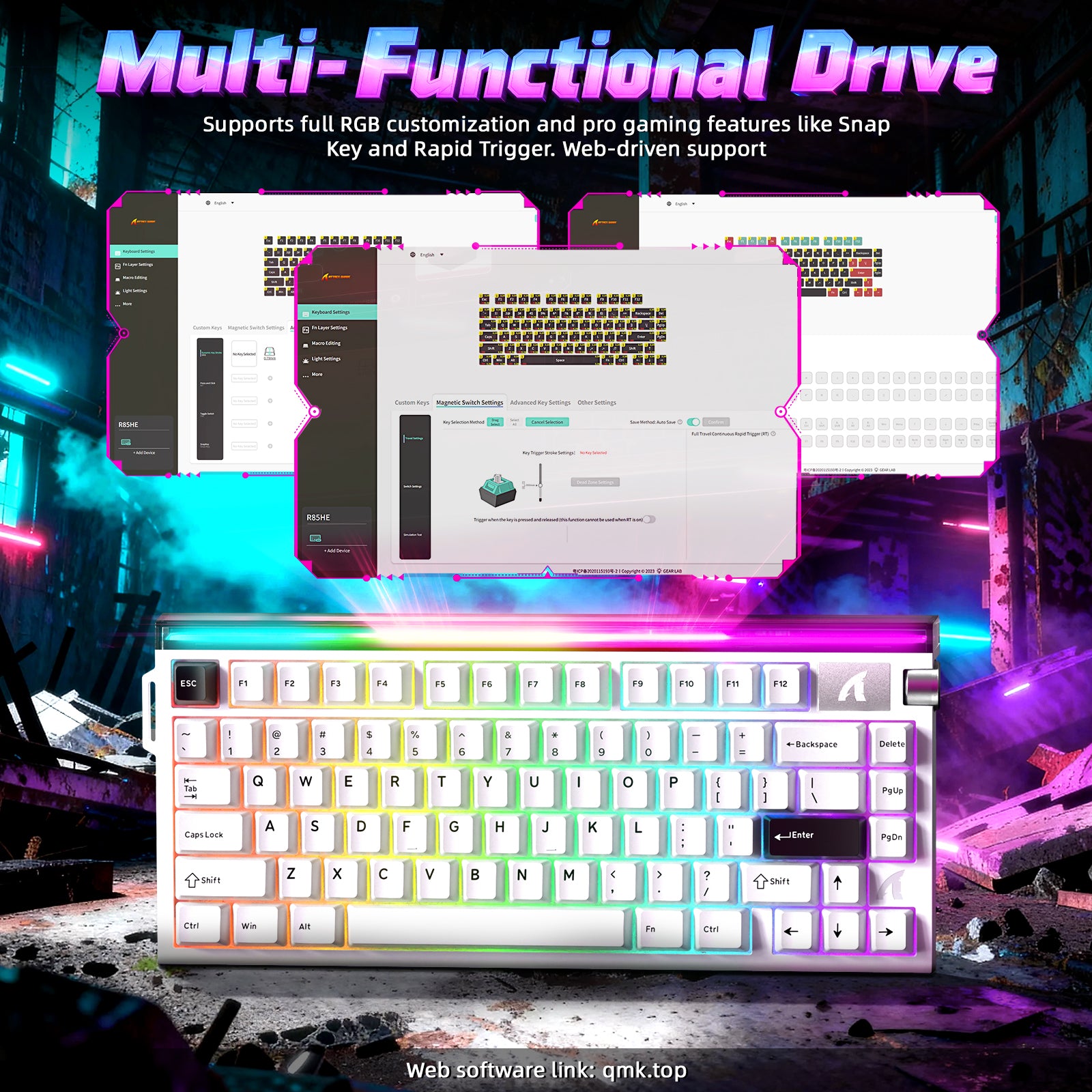 ATTACK SHARK R85 HE Rapid Trigger Keyboard with C01ULTRA LED Cable