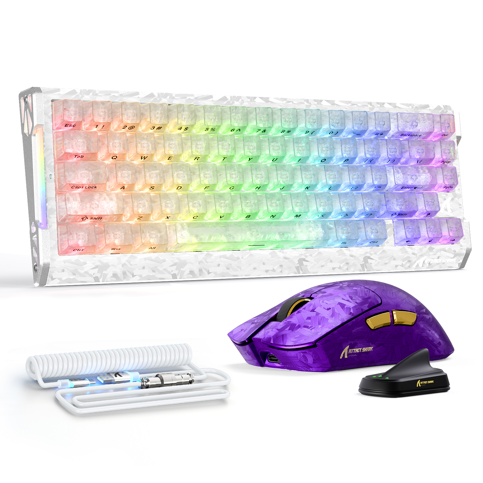 ATTACK SHARK X11 ULTRA keyboard and R68 HE gaming mouse, forged carbon fiber bundle with RGB.