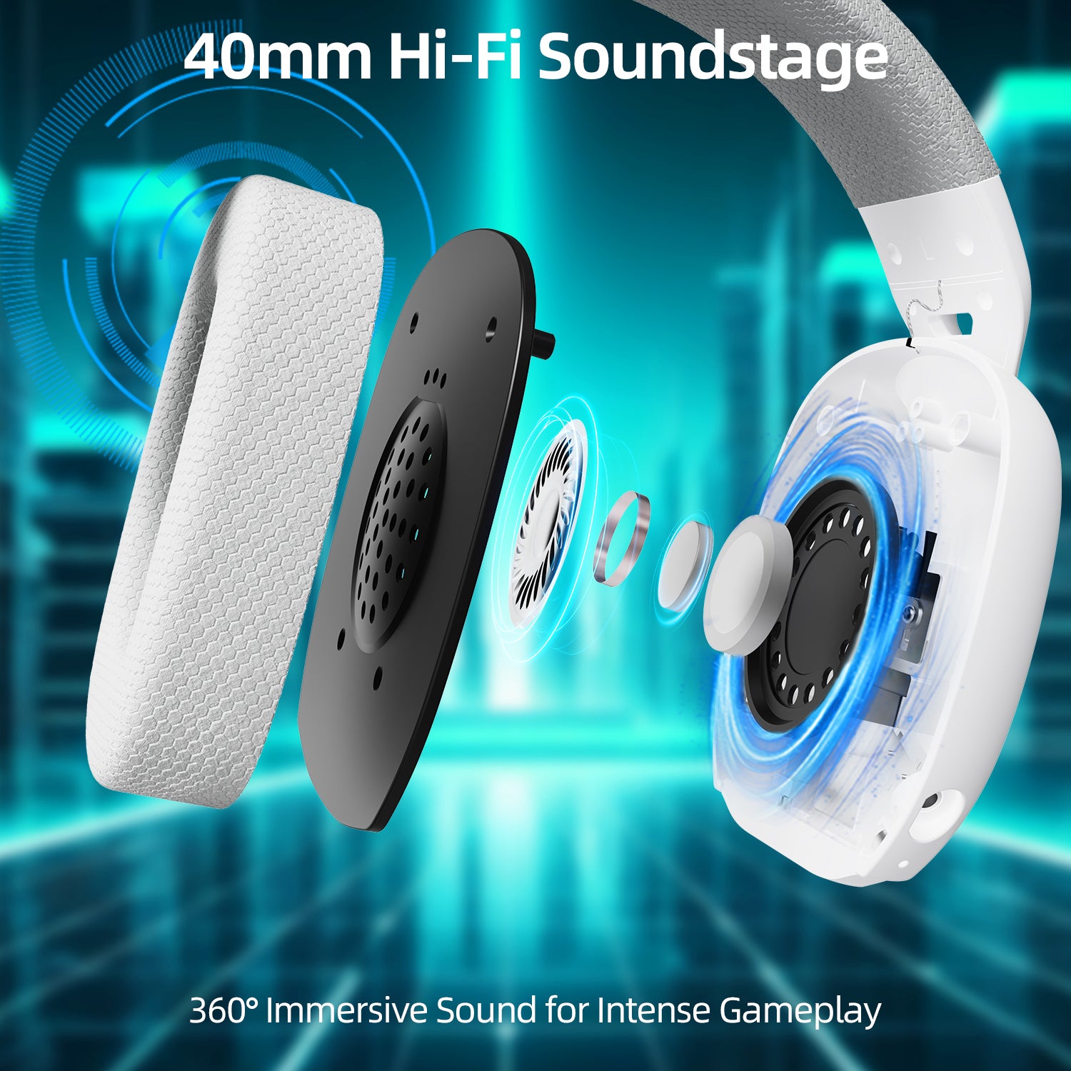 ATTACK SHARK L80PRO headset, 40mm Hi-Fi soundstage, immersive gaming audio